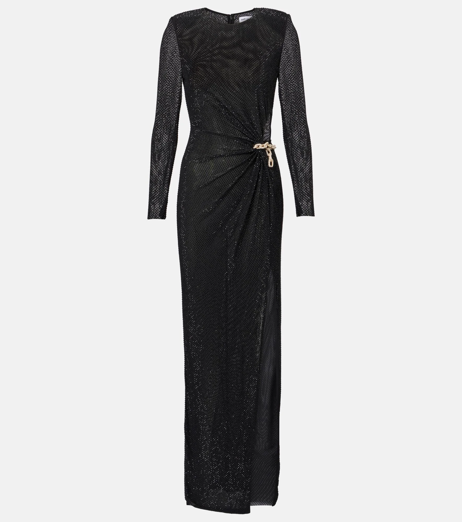 Rhinestone-embellished mesh maxi dress - 1