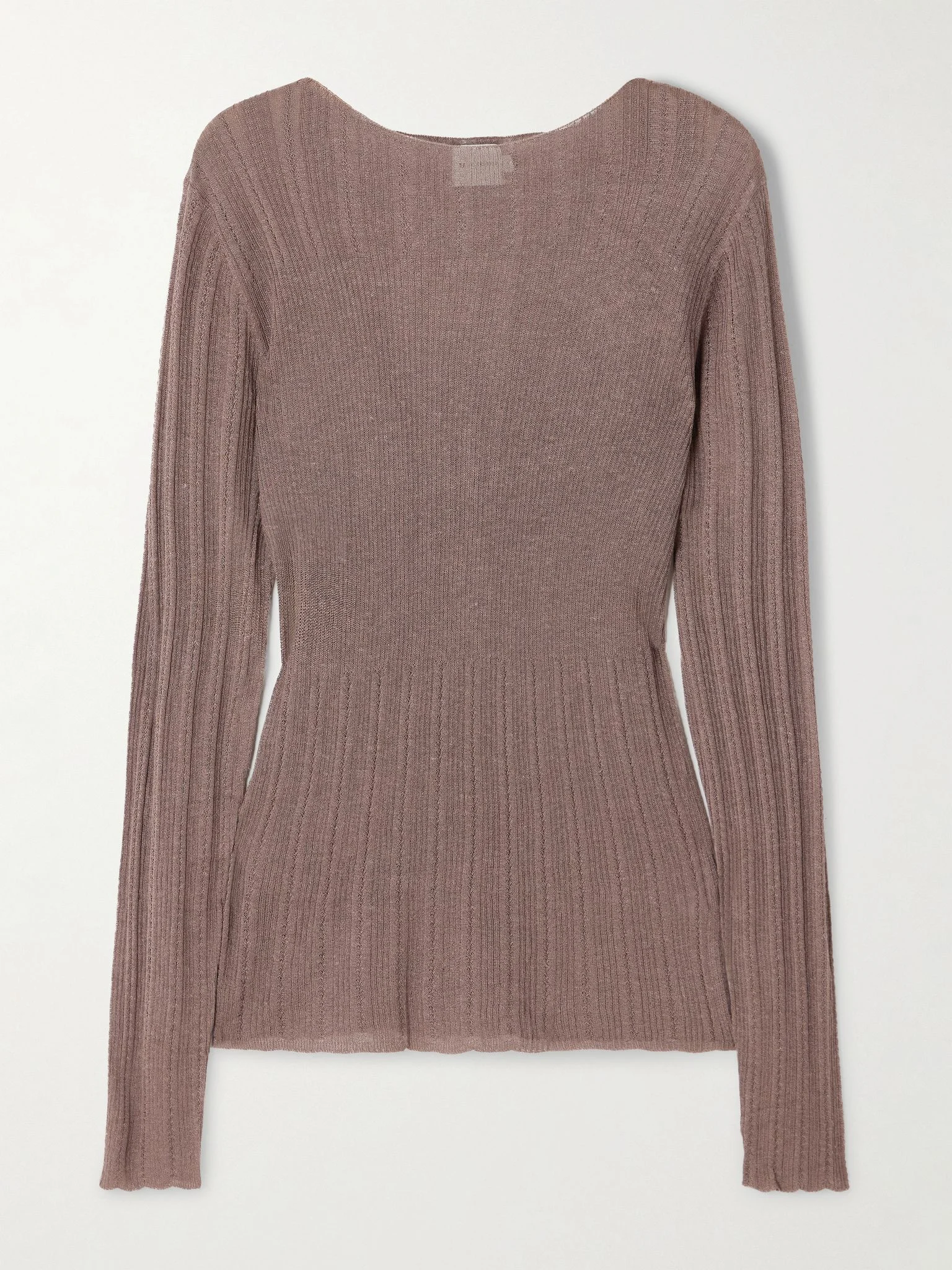 Ribbed open-knit top Brown - 1