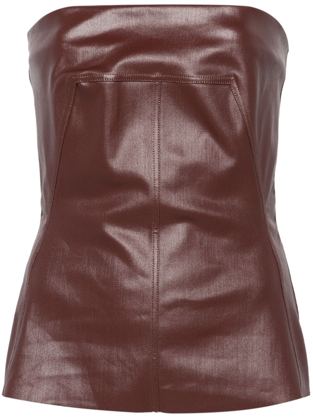 coated-denim bustier top - 1