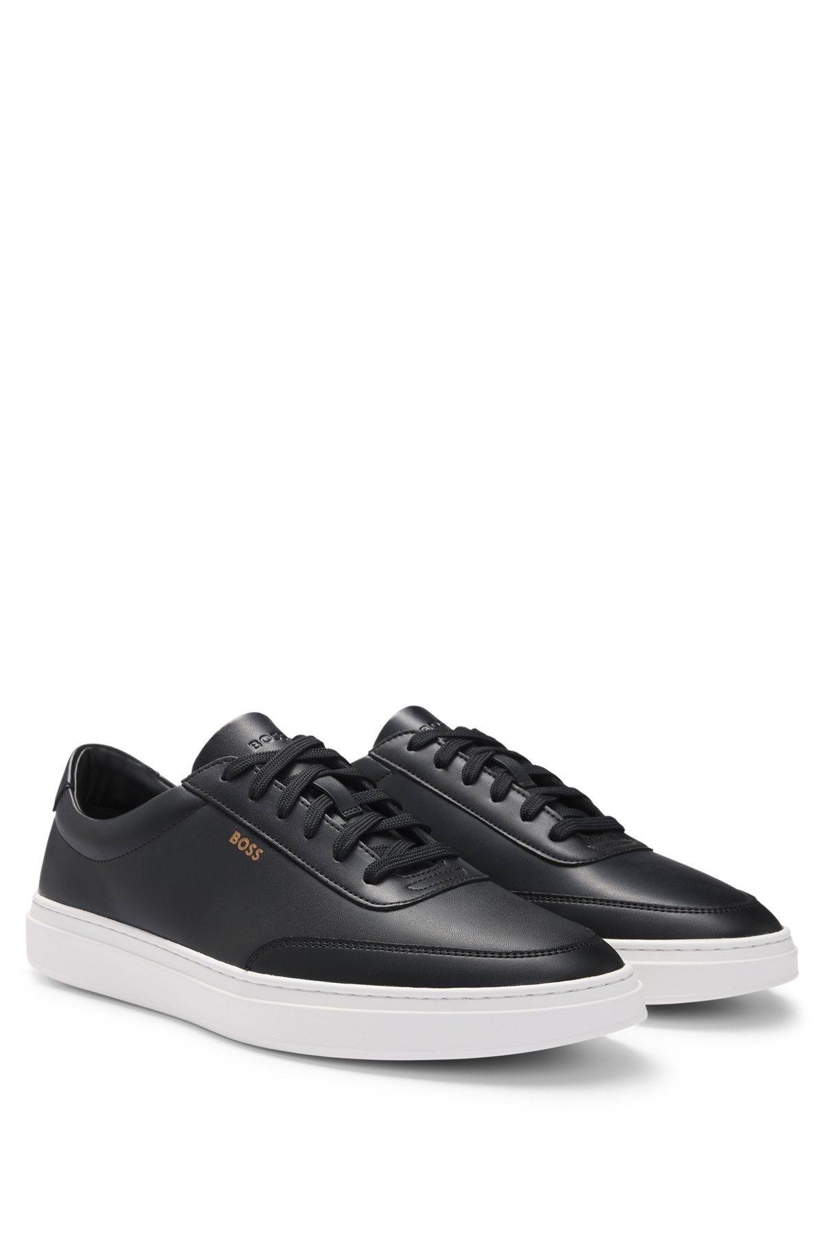 COATED-LEATHER TRAINERS WITH GOLD-TONE LOGO - 2