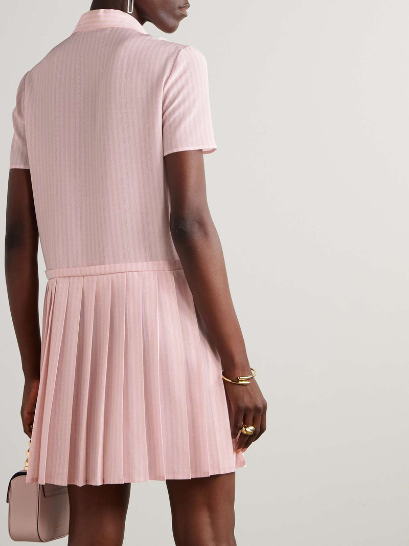 Pleated printed silk crepe de chine mini dress Pink 3