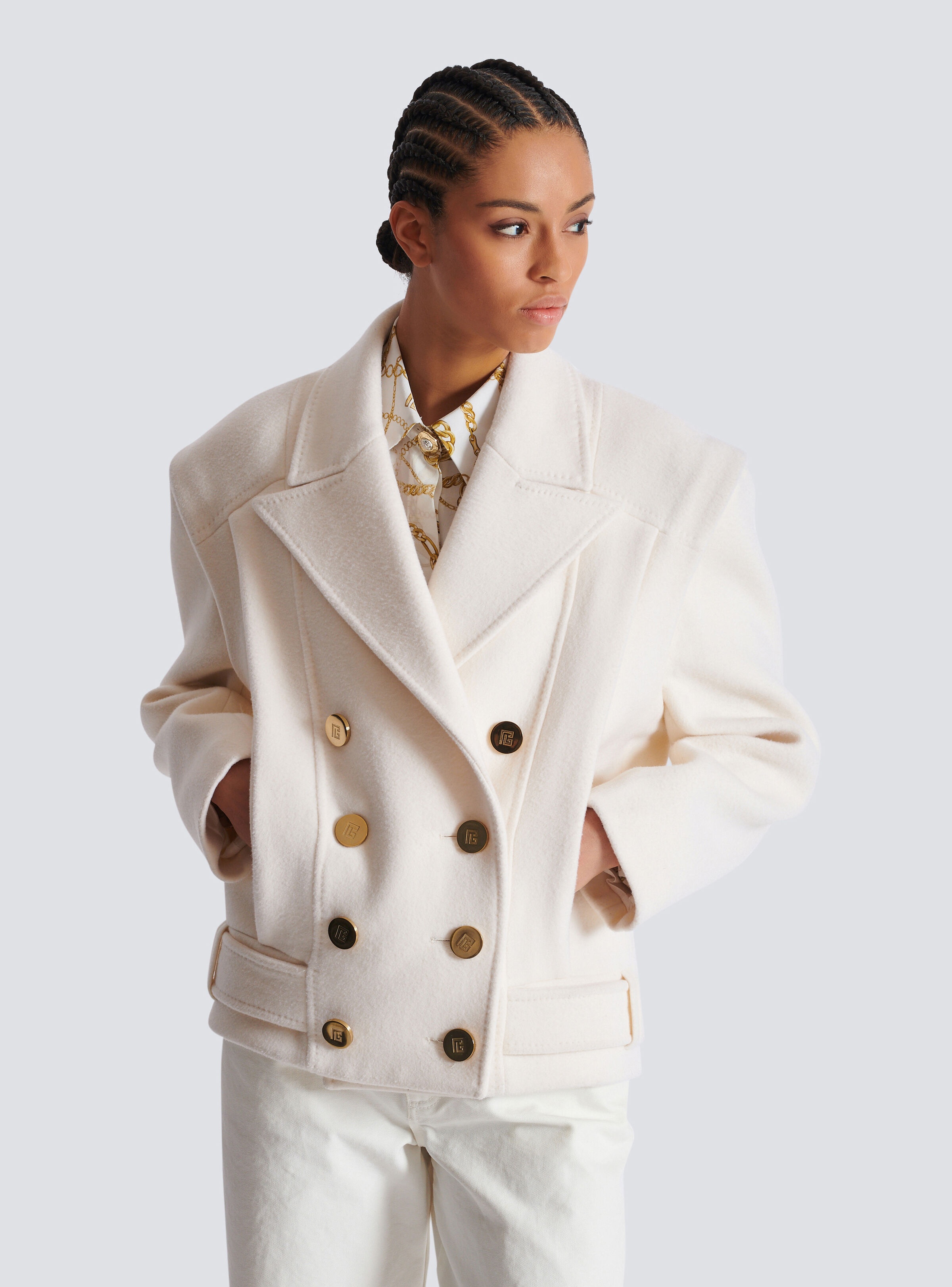 Cropped cashmere reefer jacket - 6