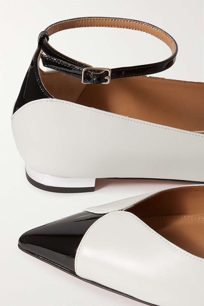 Pinot two-tone patent leather-trimmed smooth leather ballet flats 4