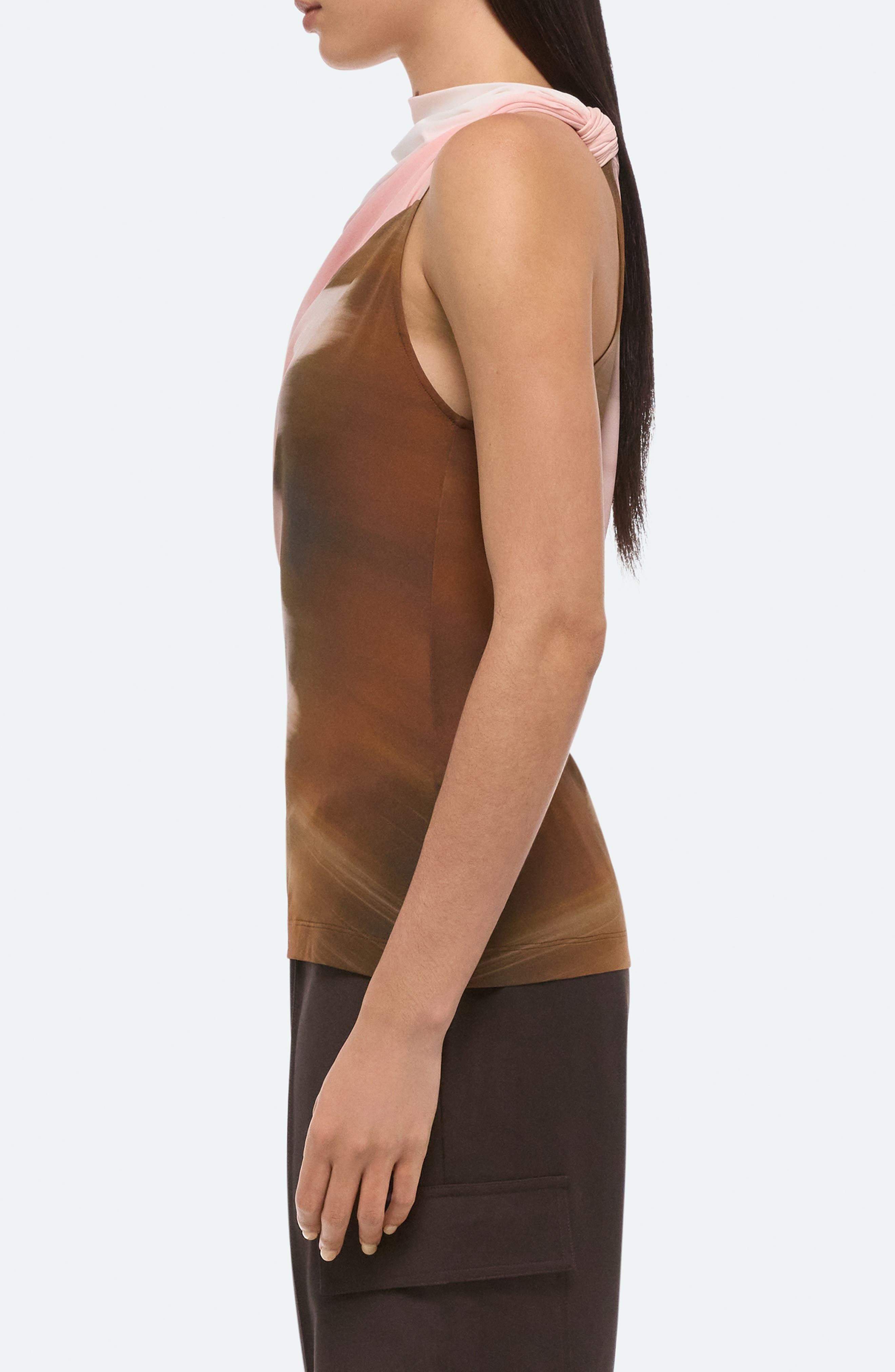 Helmut Lang Batik Print Ruched Sleeveless Top in Pink Multi at Nordstrom - 3