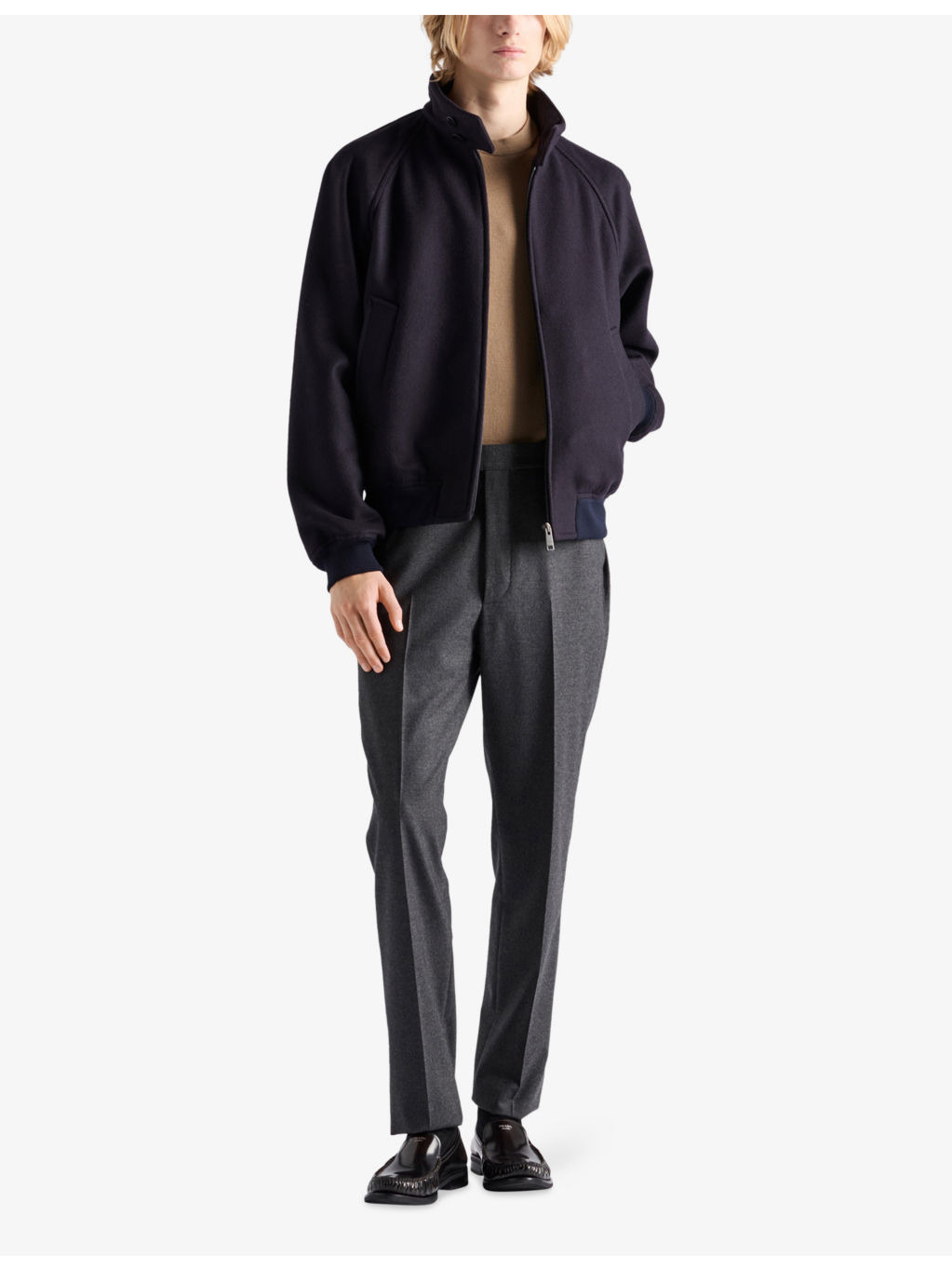 Stand-Up Collar Wool and Cashmere Jacket - 2