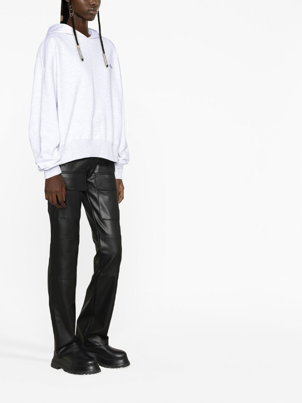 logo-embroidered oversized hoodie - 4