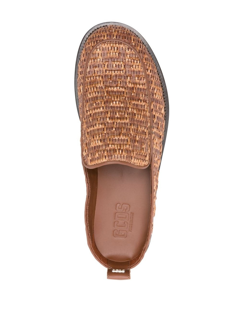 monogram-embossed raffia mules 4