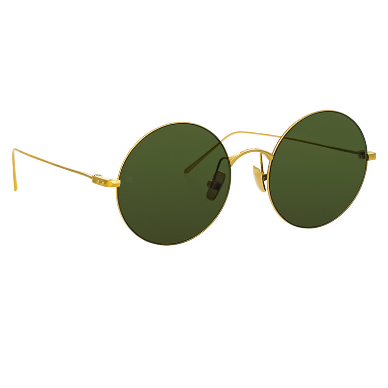 LINDA FARROW Zaha Round Sunglasses in Yellow Gold outlook