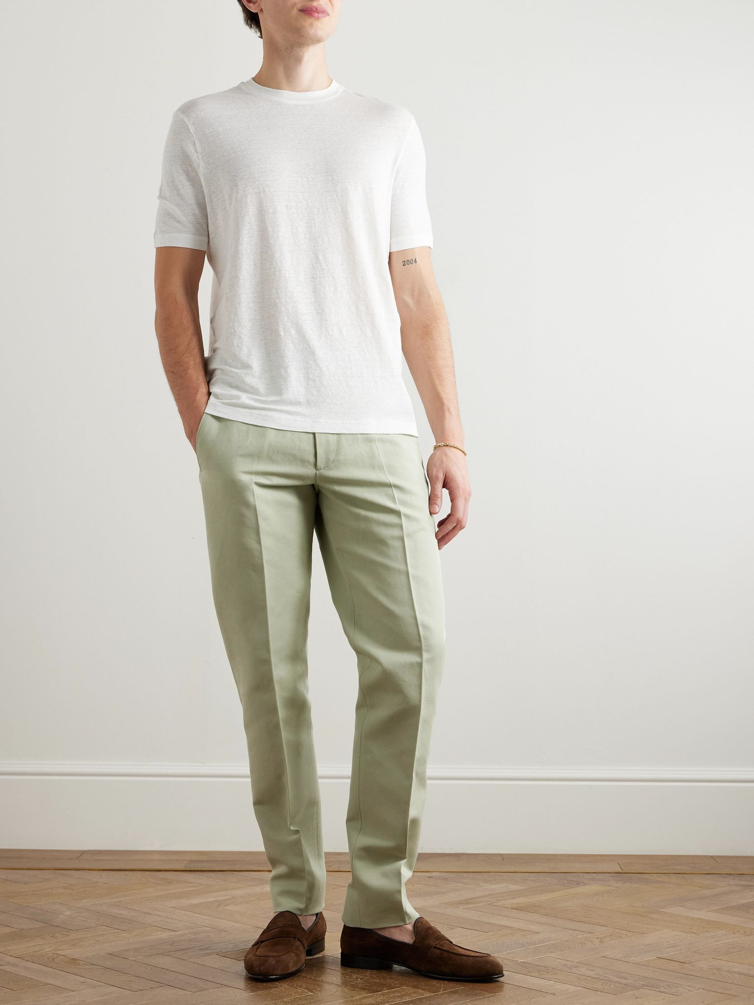 Linen-Blend Jersey T-Shirt White - 2