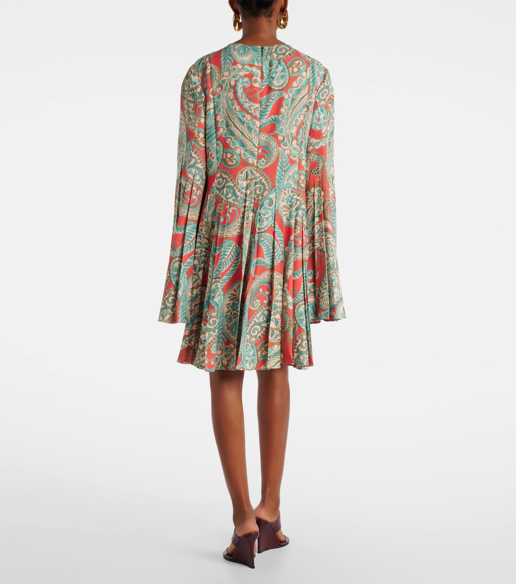 Paisley pleated minidress - 3