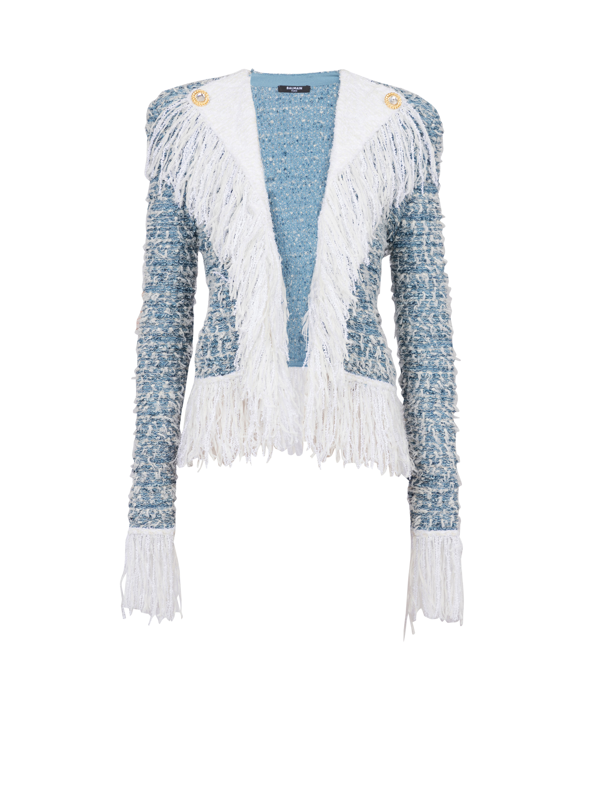 Fringed denim tweed jacket - 1