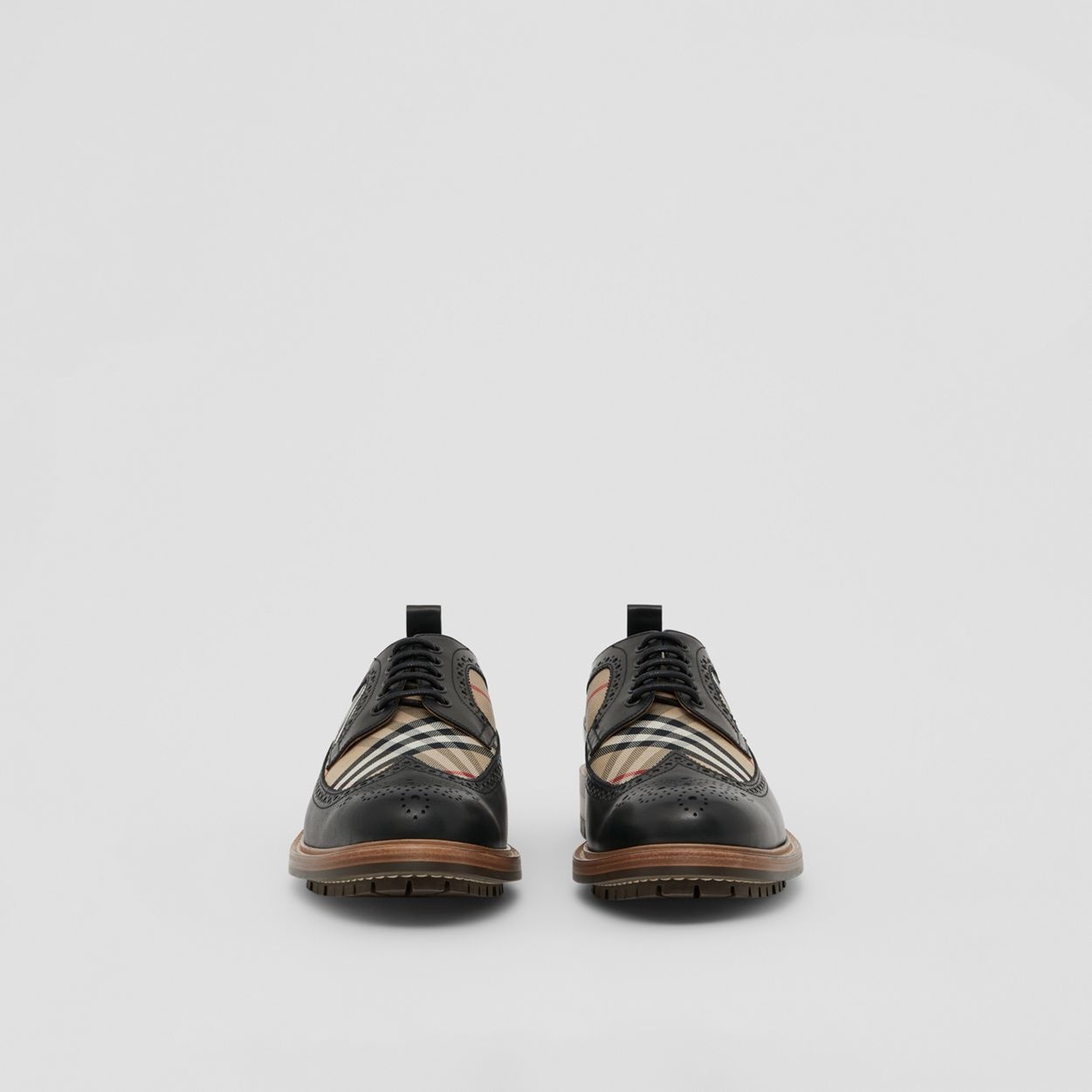 Vintage Check Panel Leather Derby Shoes - 4