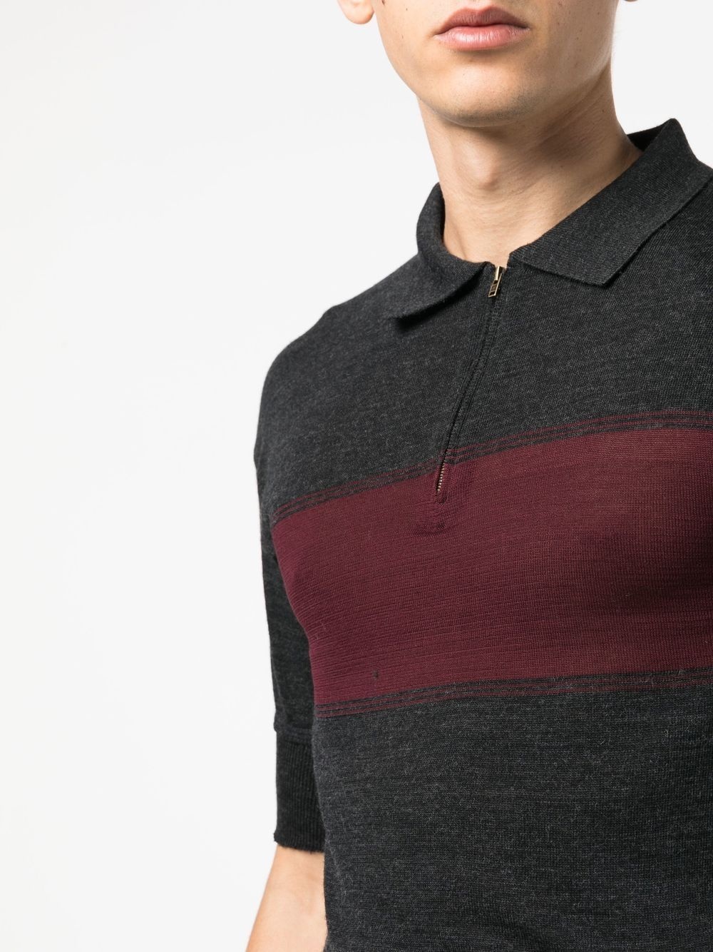 two-tone zip-up polo shirt - 6