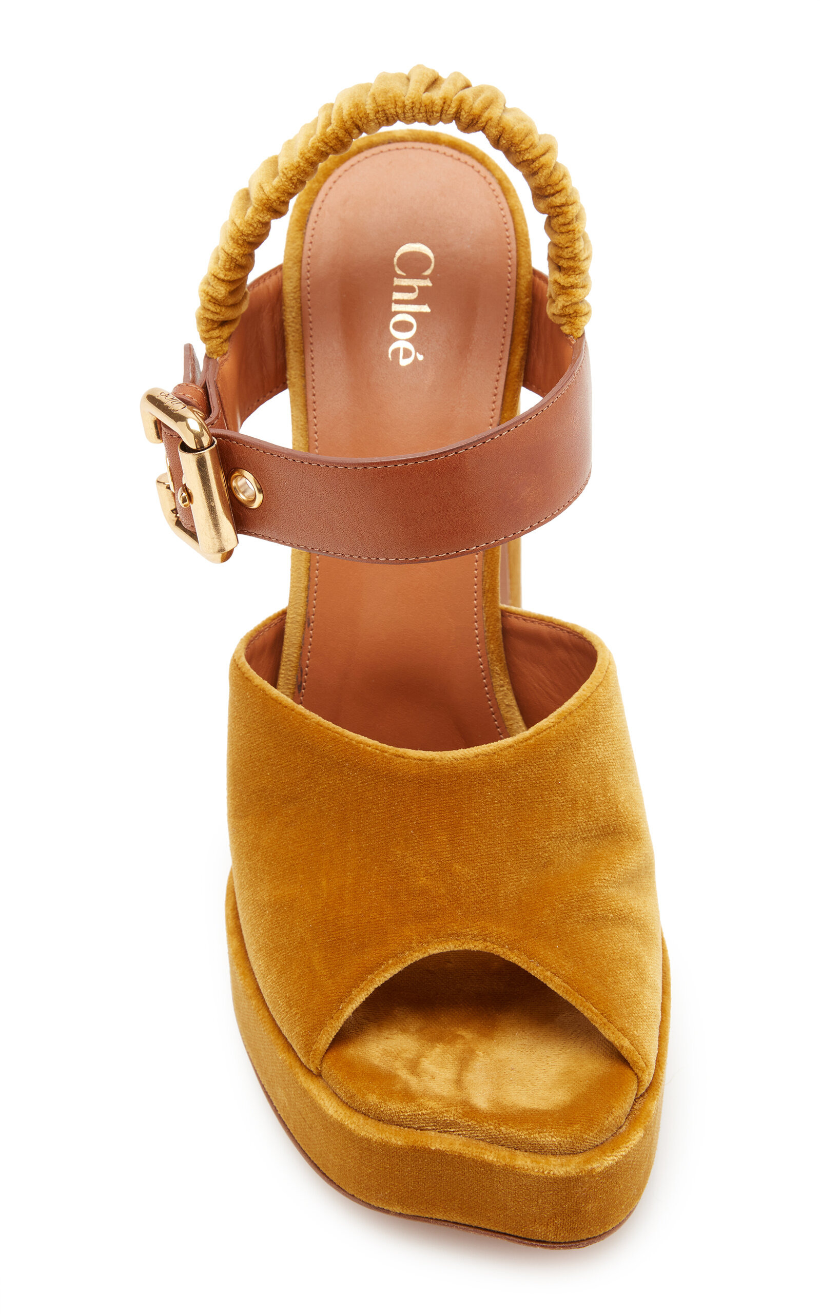 Aria Velvet Platform Sandals gold - 5