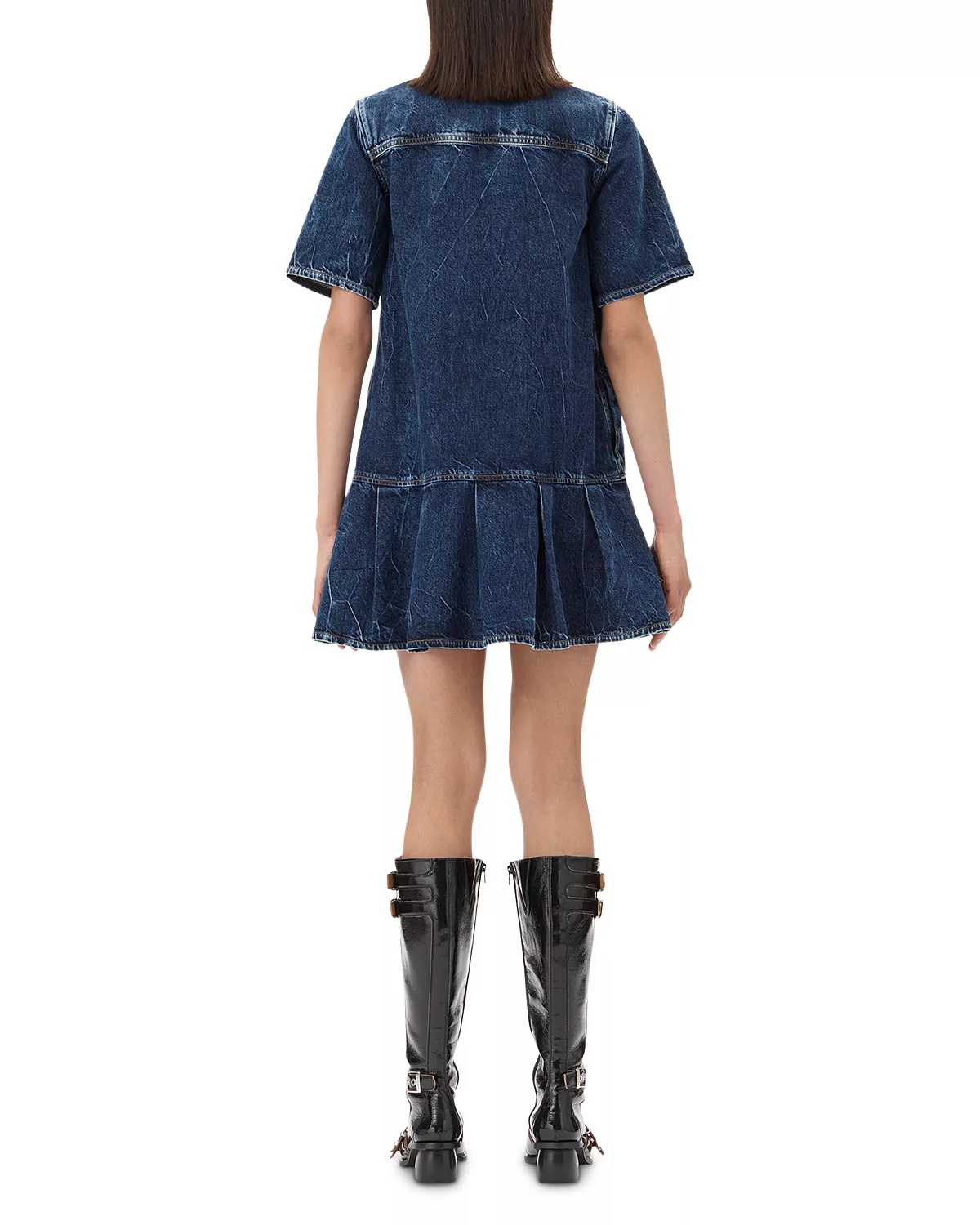 Crinkled Future Denim Mini Dress - 3