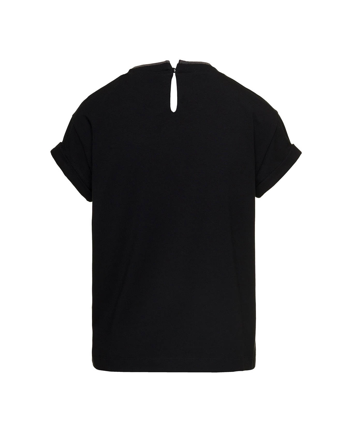 Black T-shirt With Monile Detail In Cotton Woman Brunello Cucinelli - 2