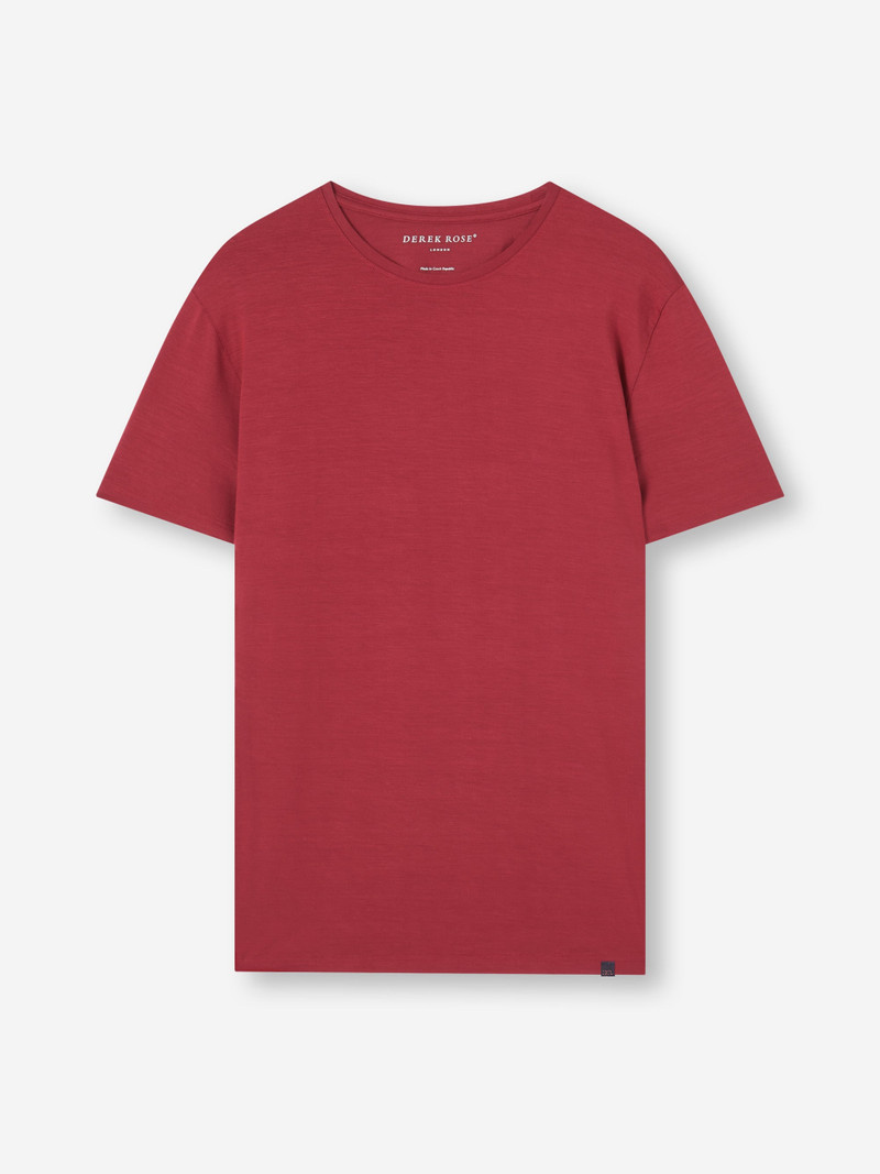 Derek Rose Men's T-Shirt Basel Micro Modal Stretch Rustic Red outlook