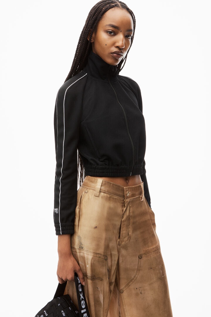 T BY ALEXANDER WANG Women Cropped Track Jacket W/Logo Webbing Tape - 3