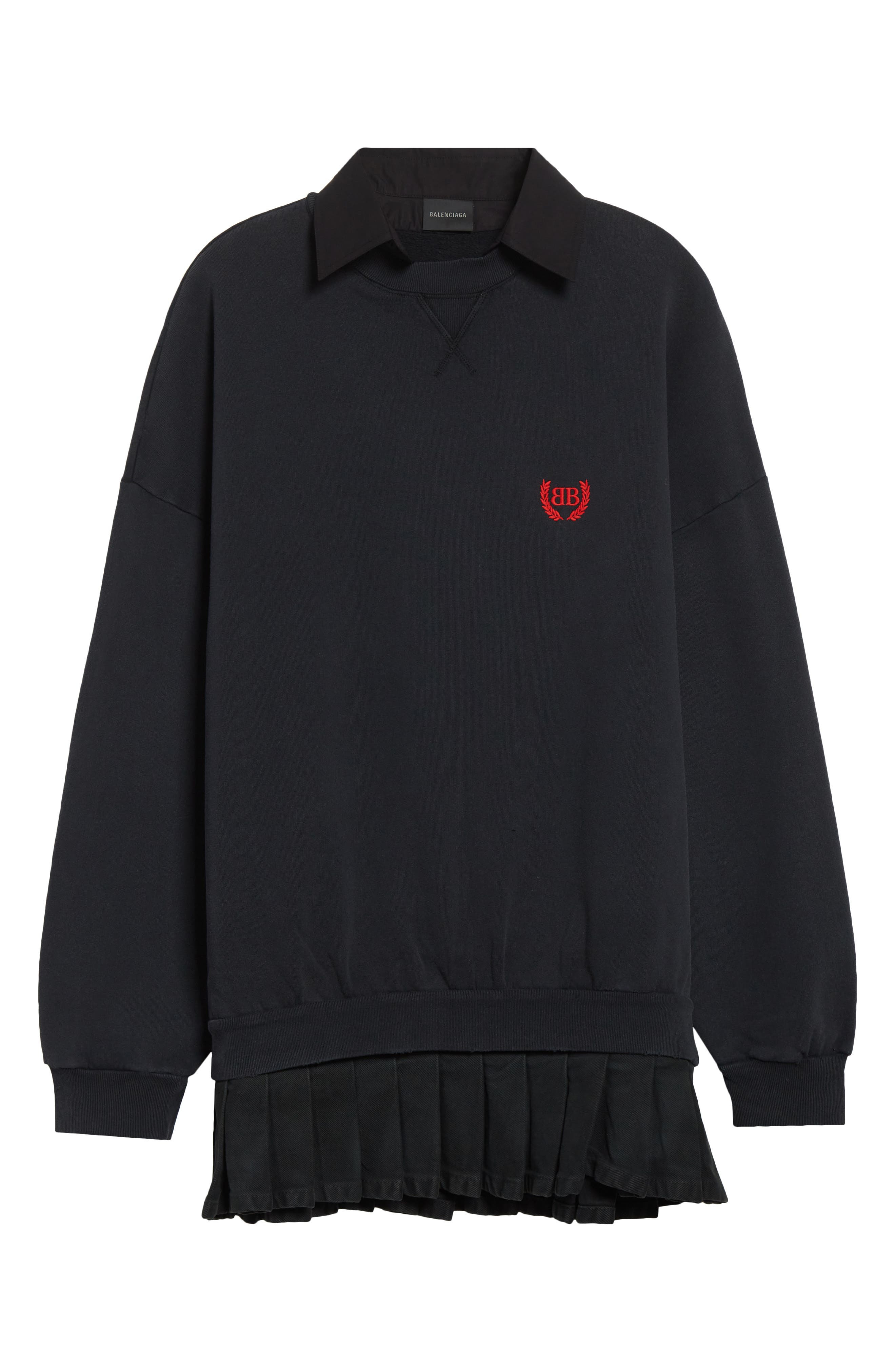 Balenciaga Hybrid Long Sleeve Cotton Sweatshirt Minidress in Faded Washed Black at Nordstrom - 5
