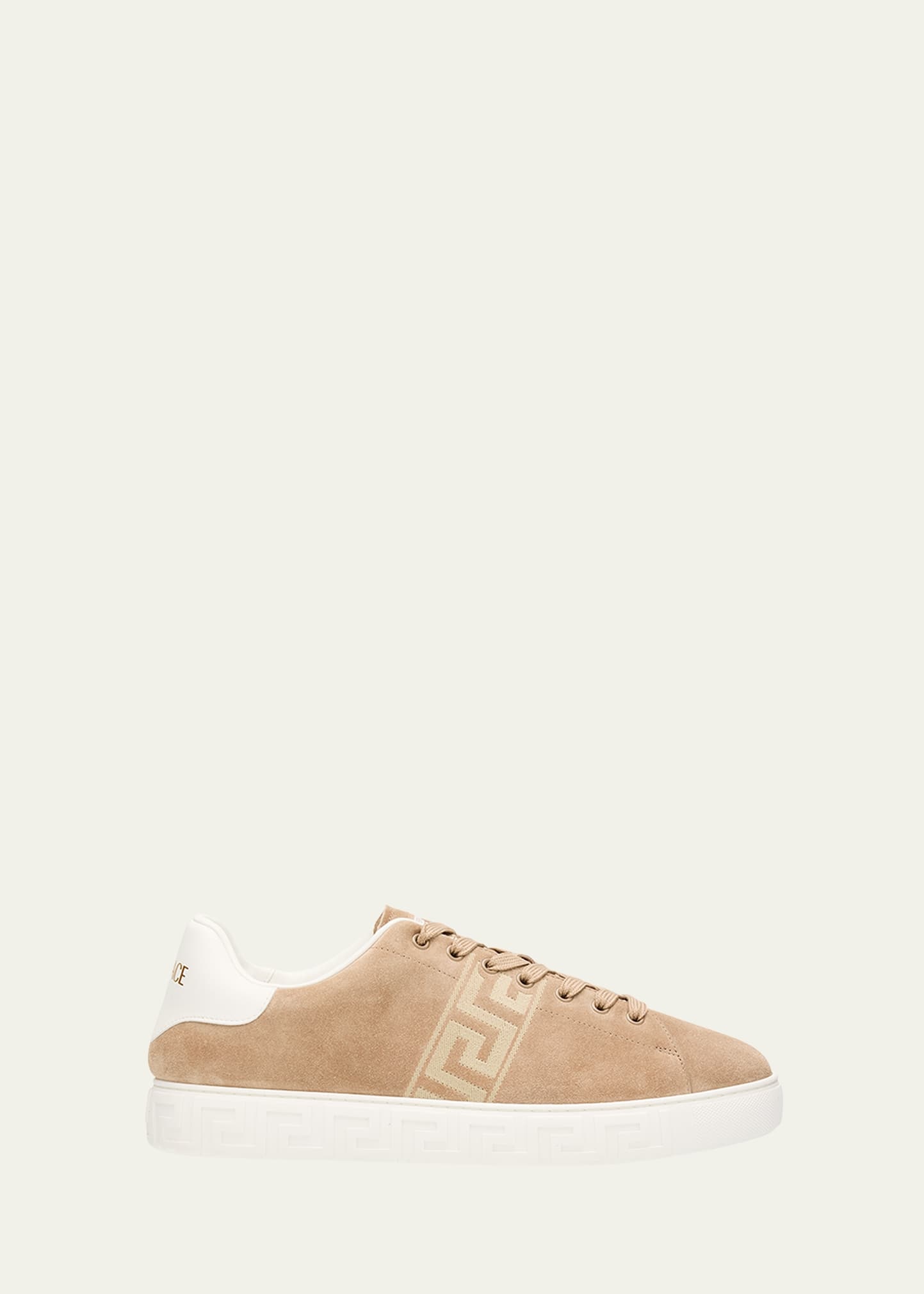 Men's La Greca Greek Key Suede Low-Top Sneakers - 1
