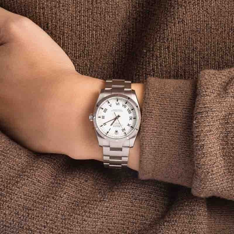 Pre-owned Rolex Air-King 114210 White Dial - 5