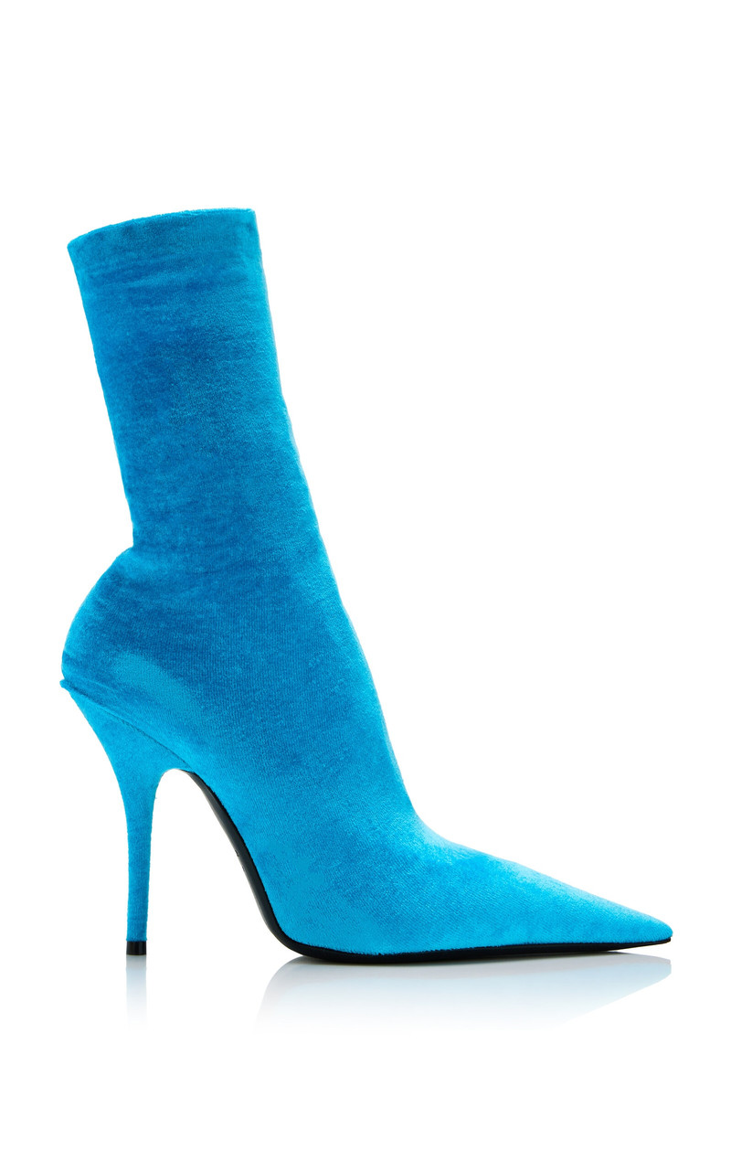 Knife Velvet Jersey Ankle Boots blue - 1