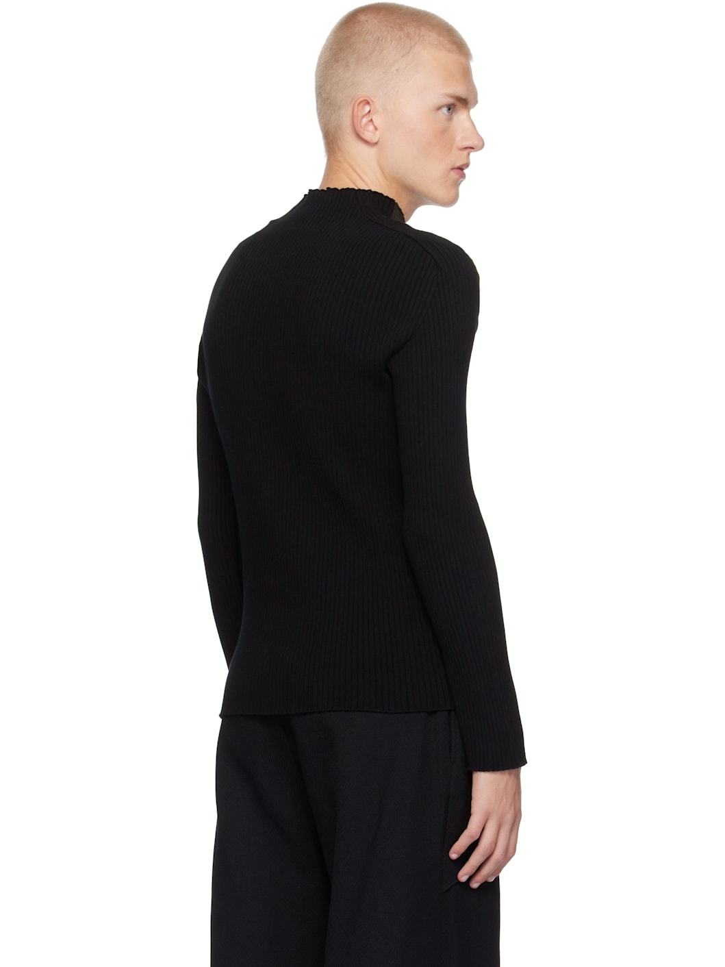 Brown & Black Contrast Frame Rib Knit Turtleneck - 3