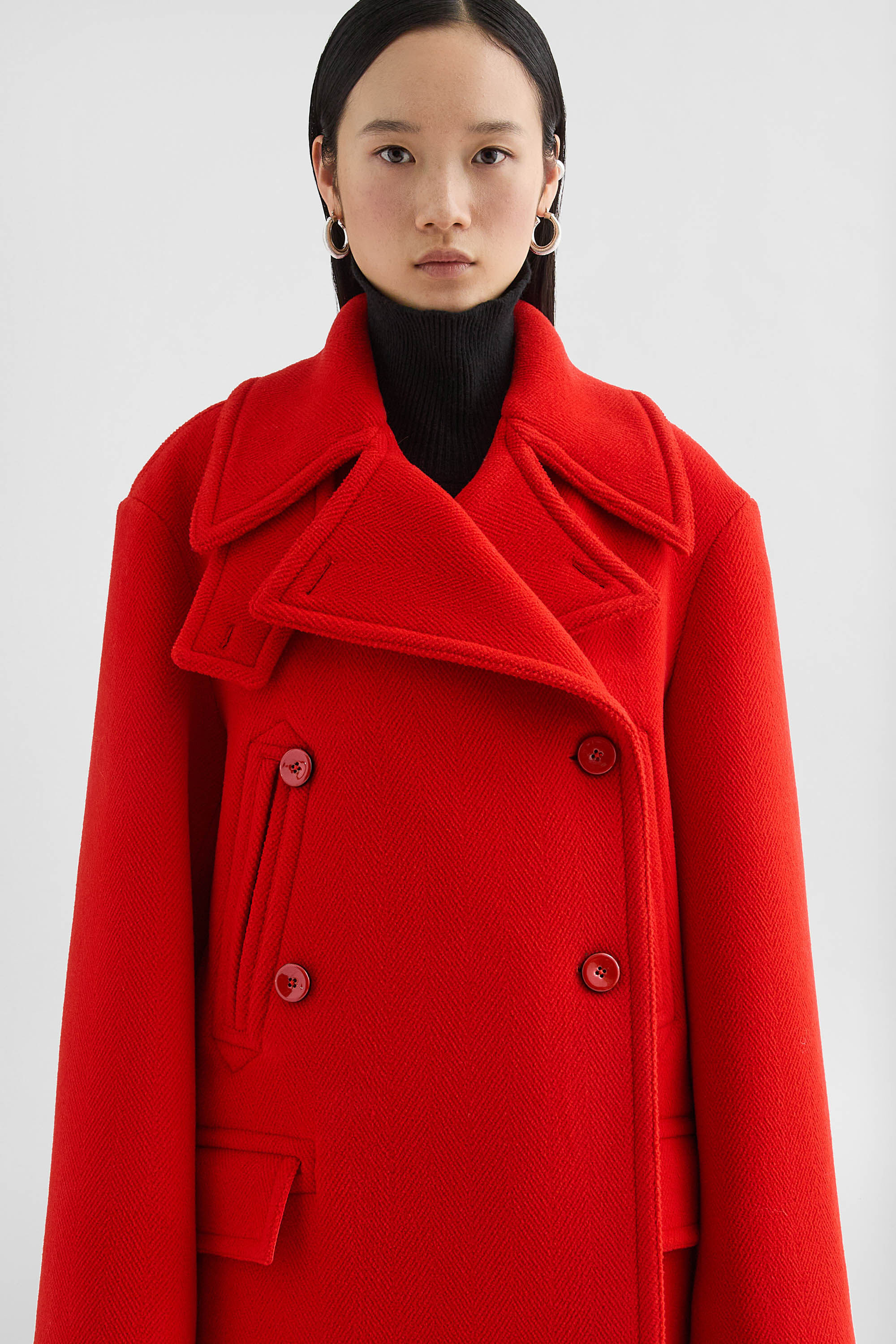 Wool Chevron Coat - 3