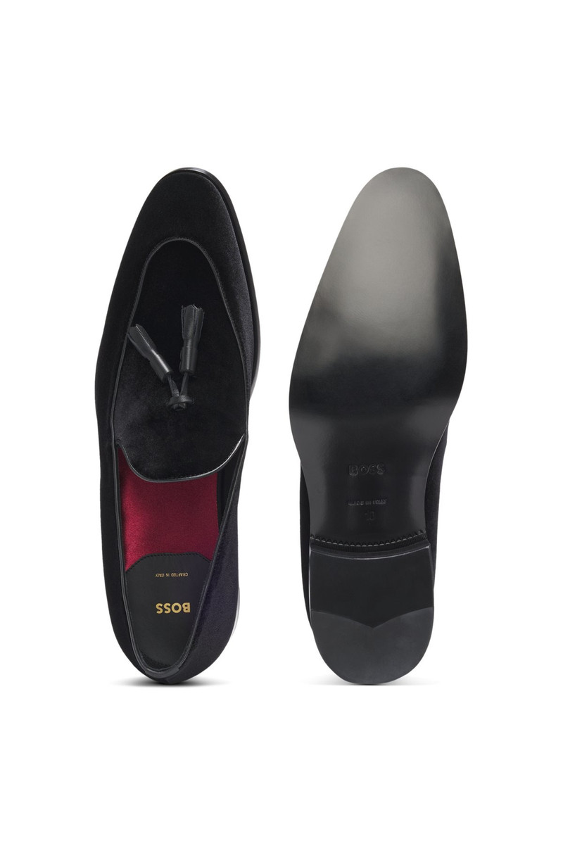 ITALIAN-MADE VELVET LOAFERS WITH TASSEL TRIM 4