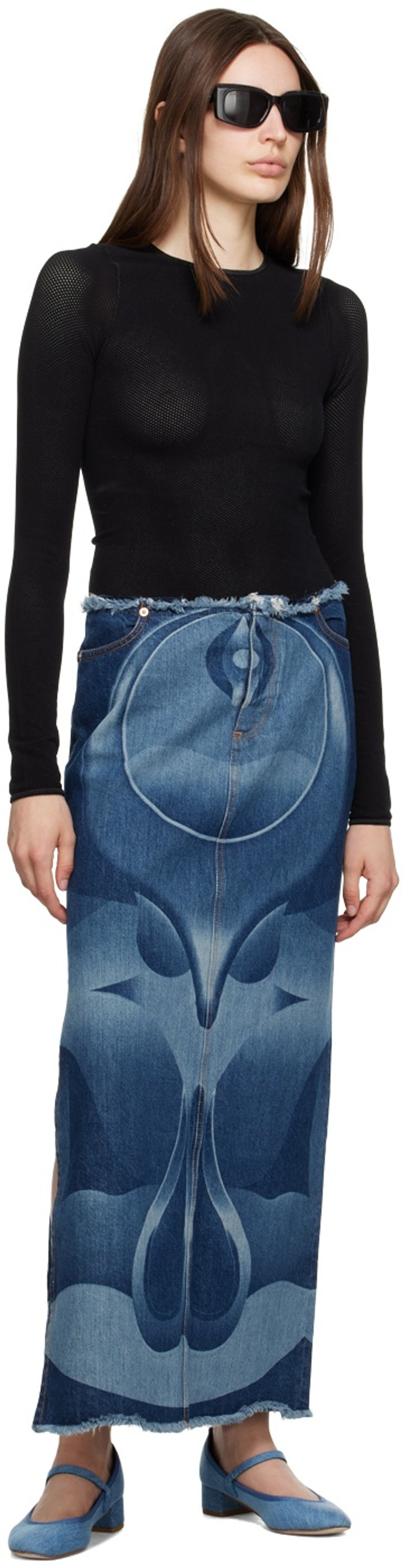 Blue Camille Denim Ballerina Heels 5