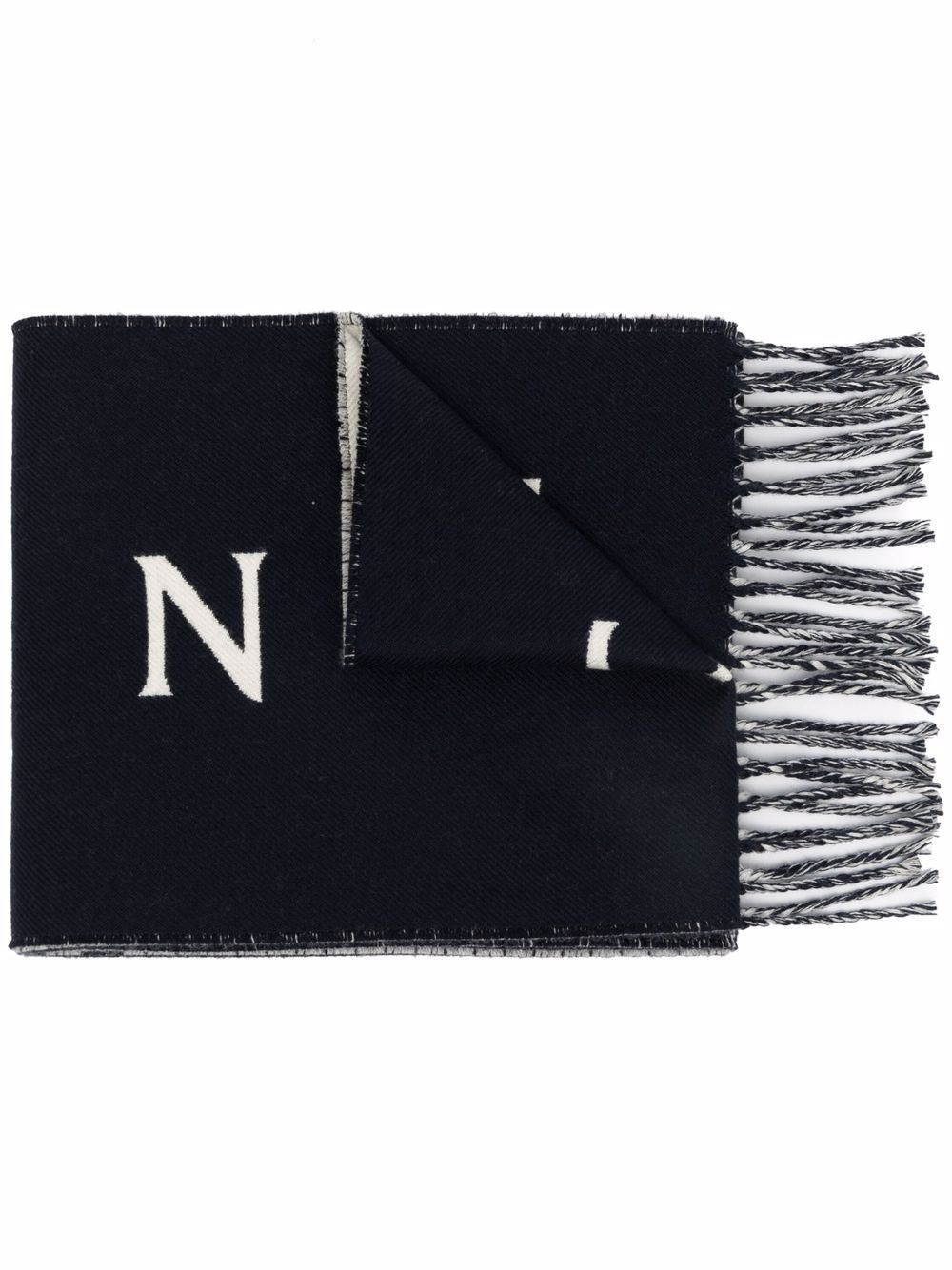 logo-knit fringe-trim scarf - 1