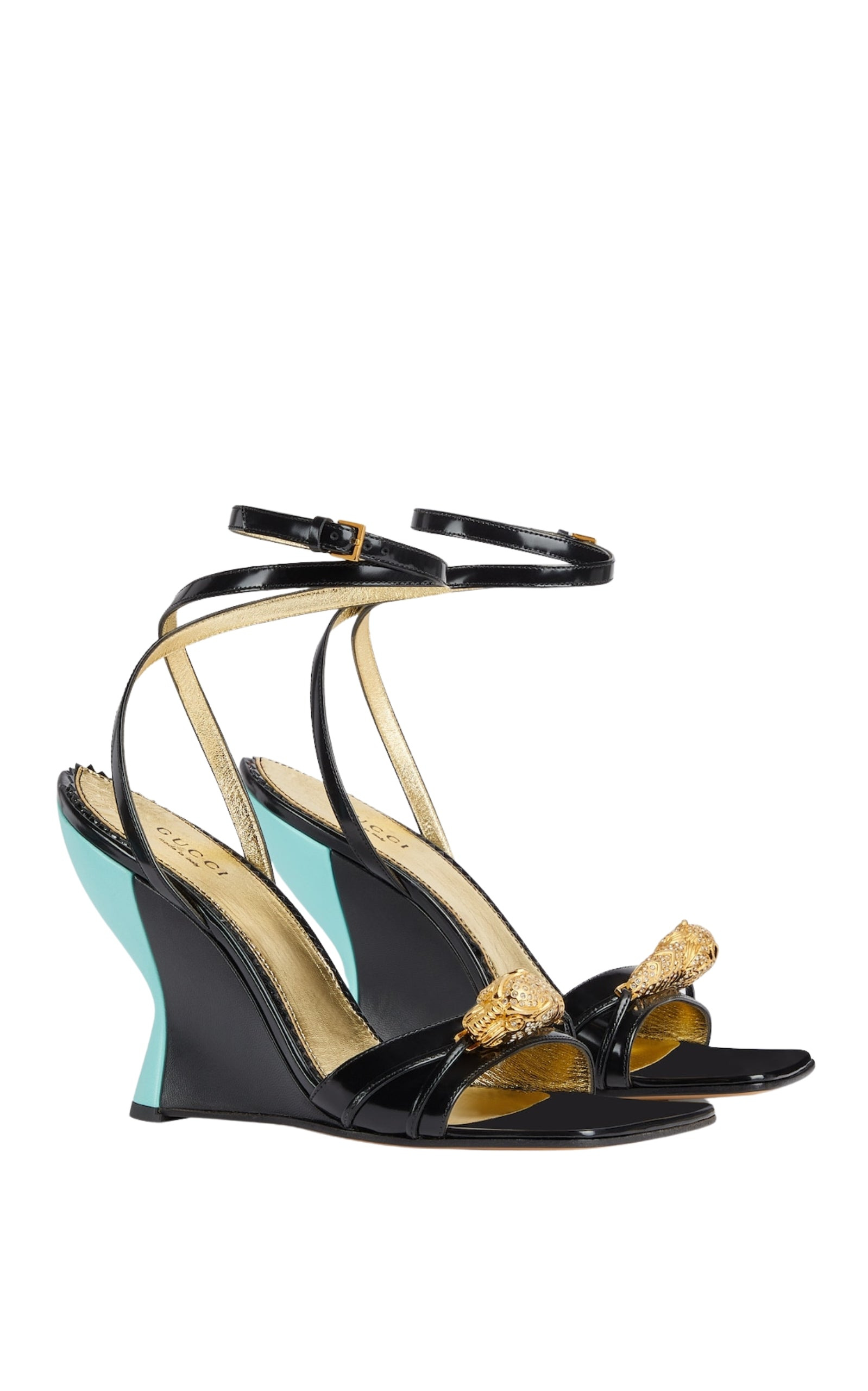 Two-Toned Embellished Wedge Sandals - 3