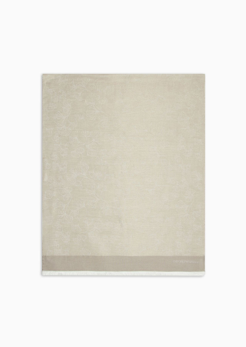 All-over ginkgo jacquard viscose blend stole 1