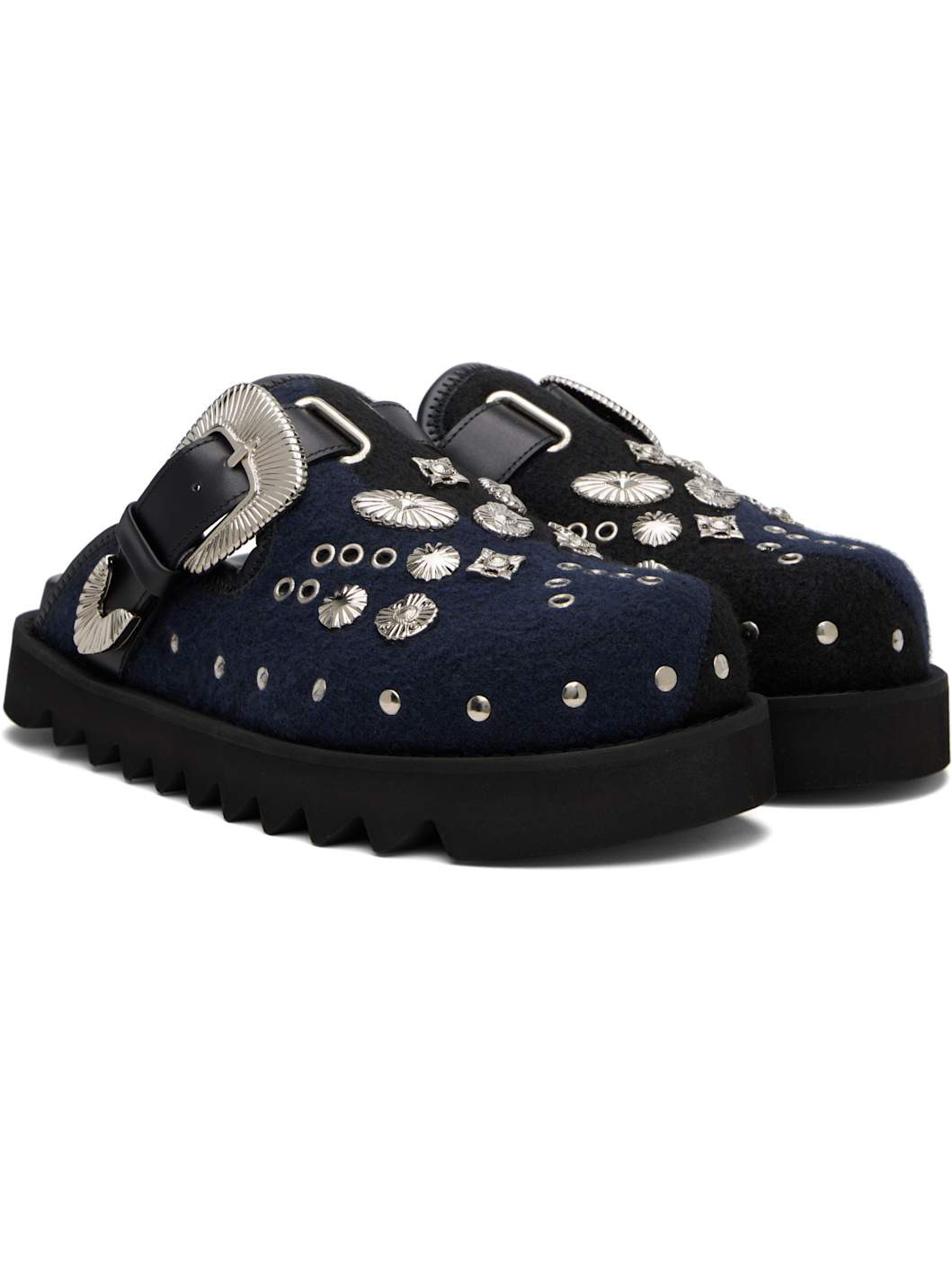 SSENSE Exclusive Navy Felt Loafers - 4