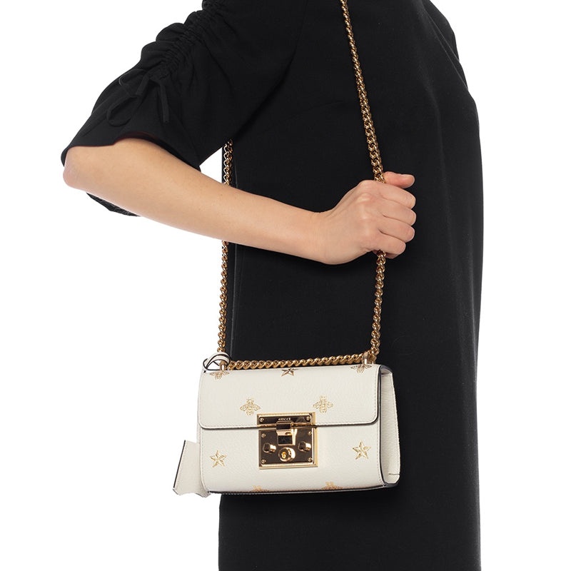 (WMNS) Gucci Padlock Bee Star Small-Sized Single-Shoulder Bag White 432182-DJ2LG-8711 - 10