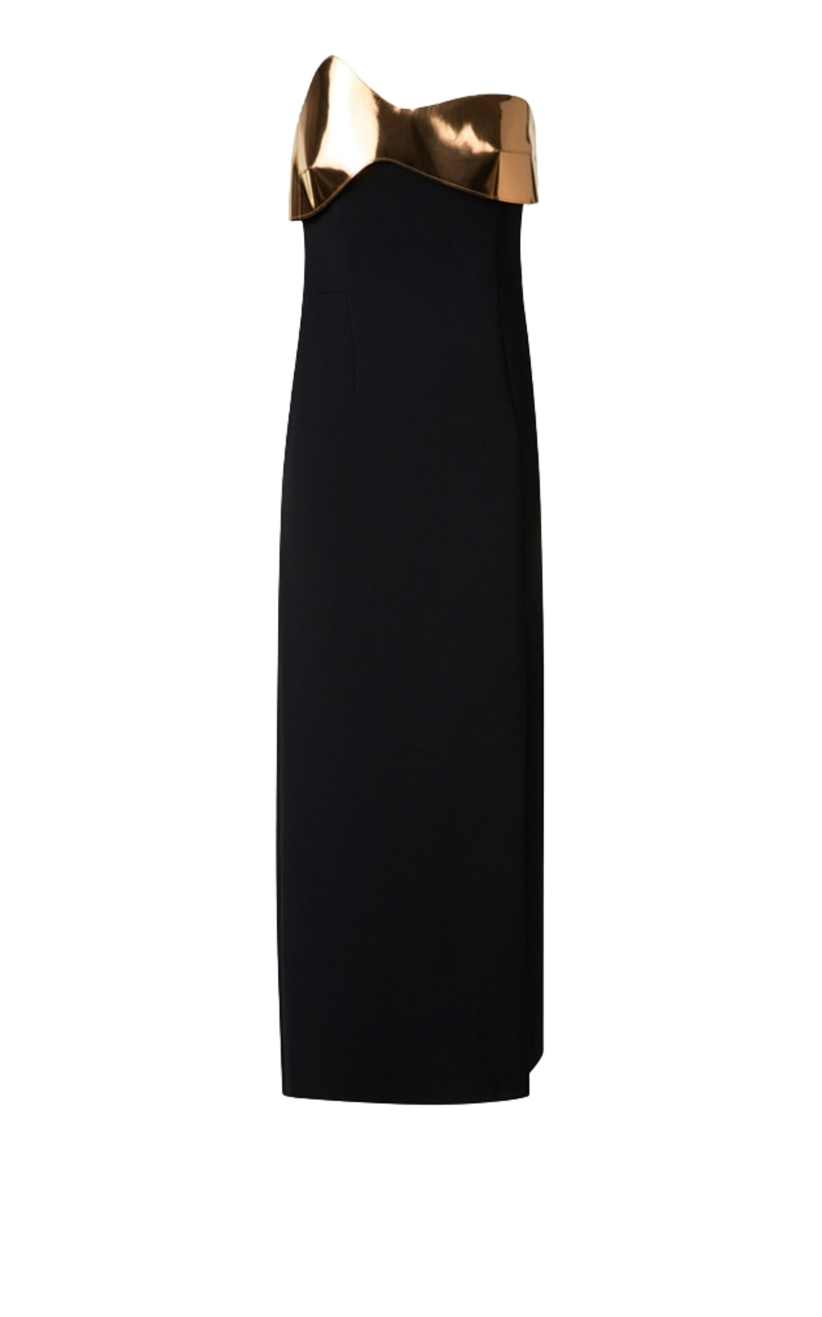 Midi Cocktail Dress with Gold Leather Highlight - 1