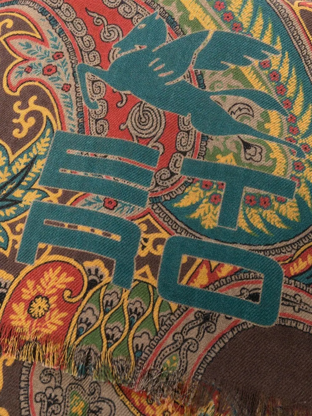 paisley logo-print scarf - 3