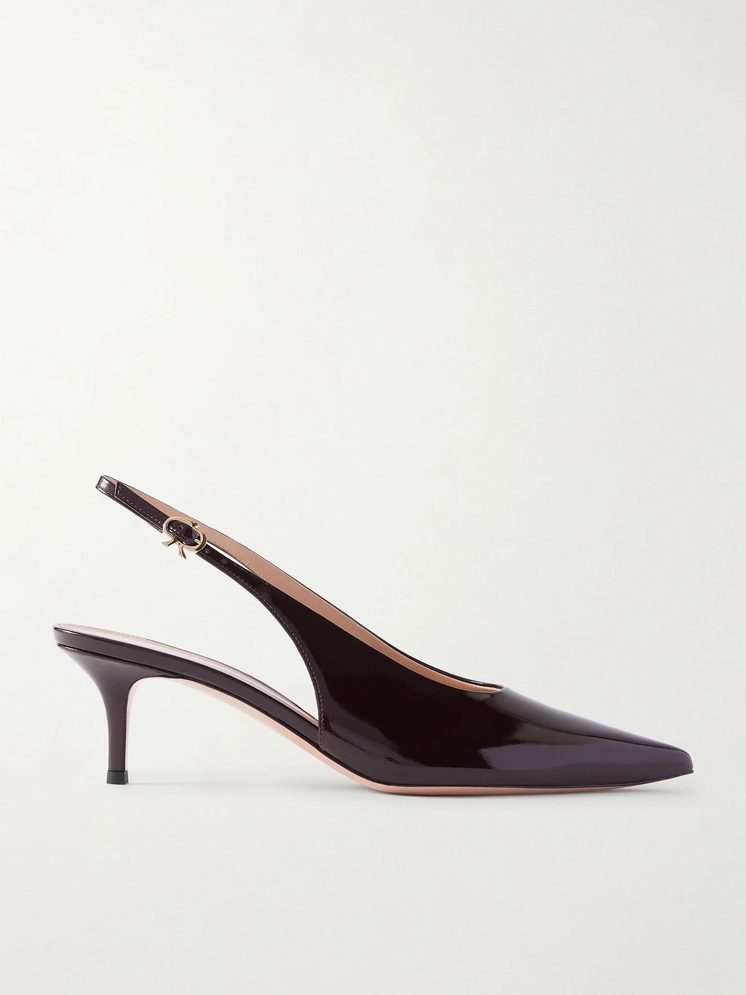 Robbie 55 polished-leather slingback pumps Burgundy - 1