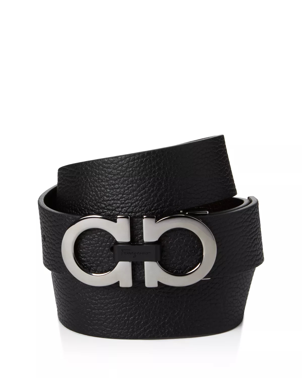 Men's Double Gancini Buckle Reversible Leather Belt - 1