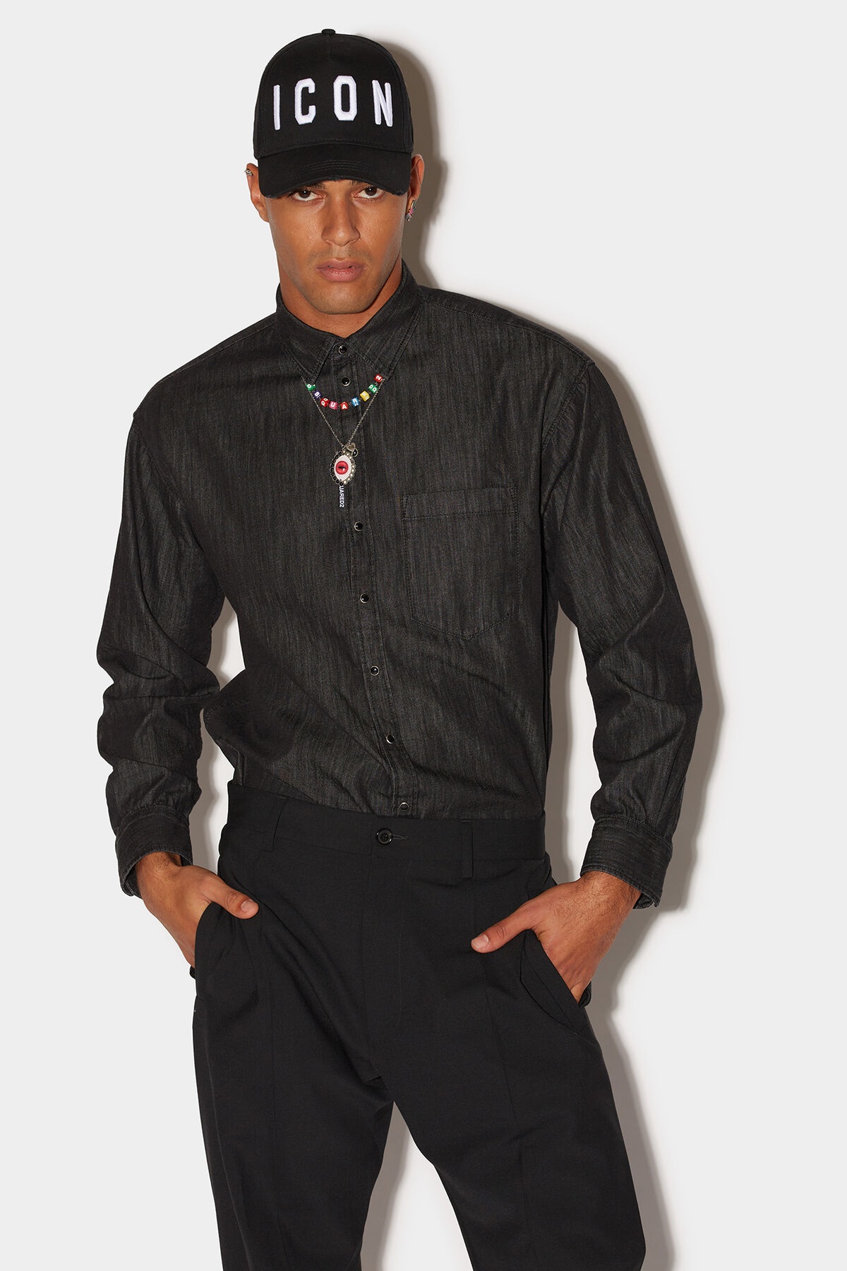 DROP SHOULDER DENIM SHIRT - 1
