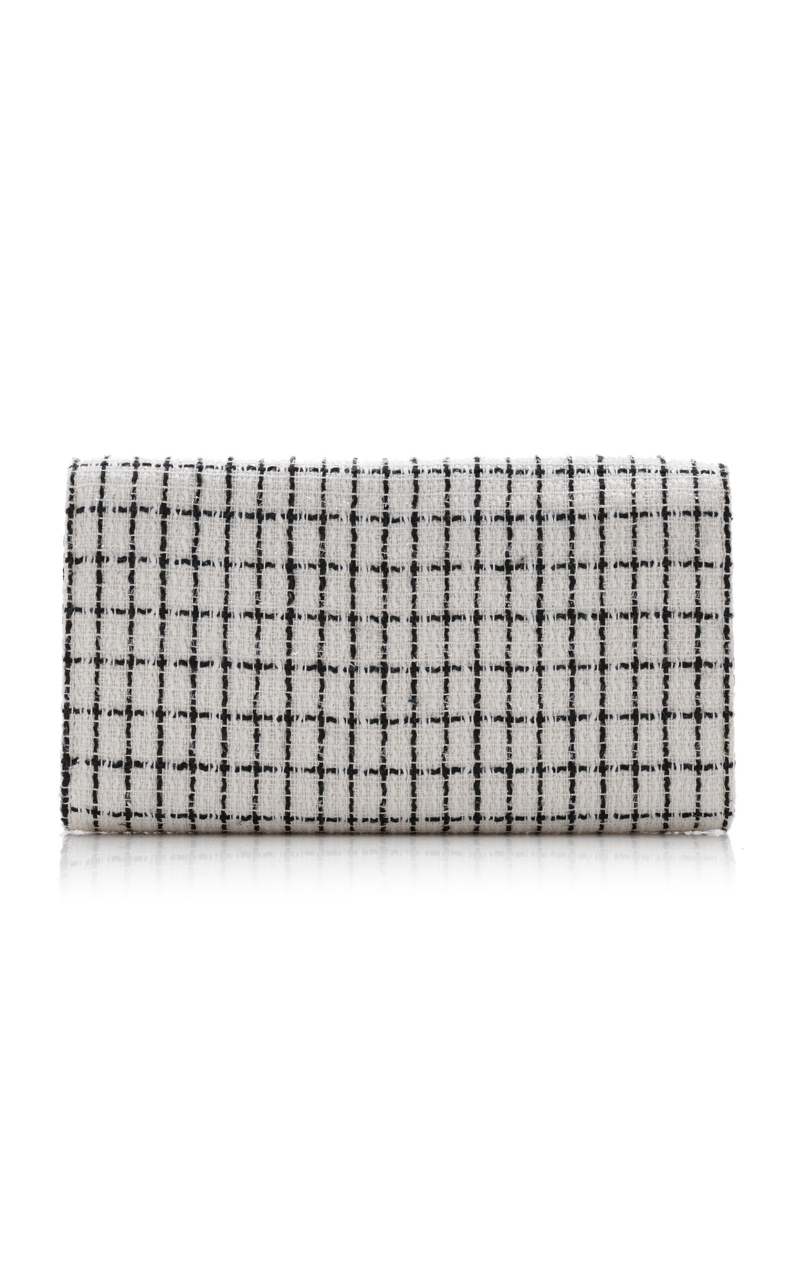 Flower-Buckle Tweed Clutch white - 6