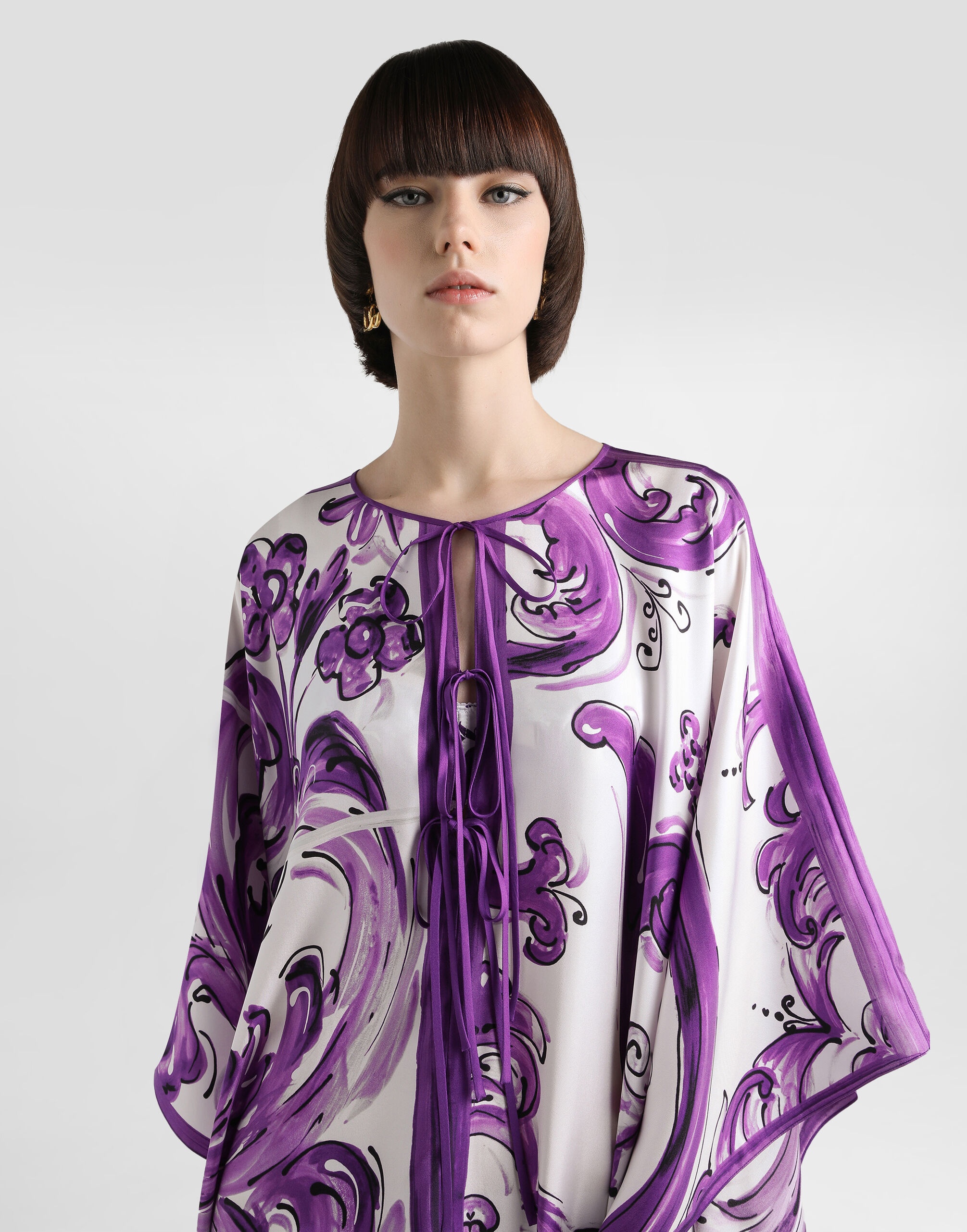 Majolica-print twill caftan dress - 4