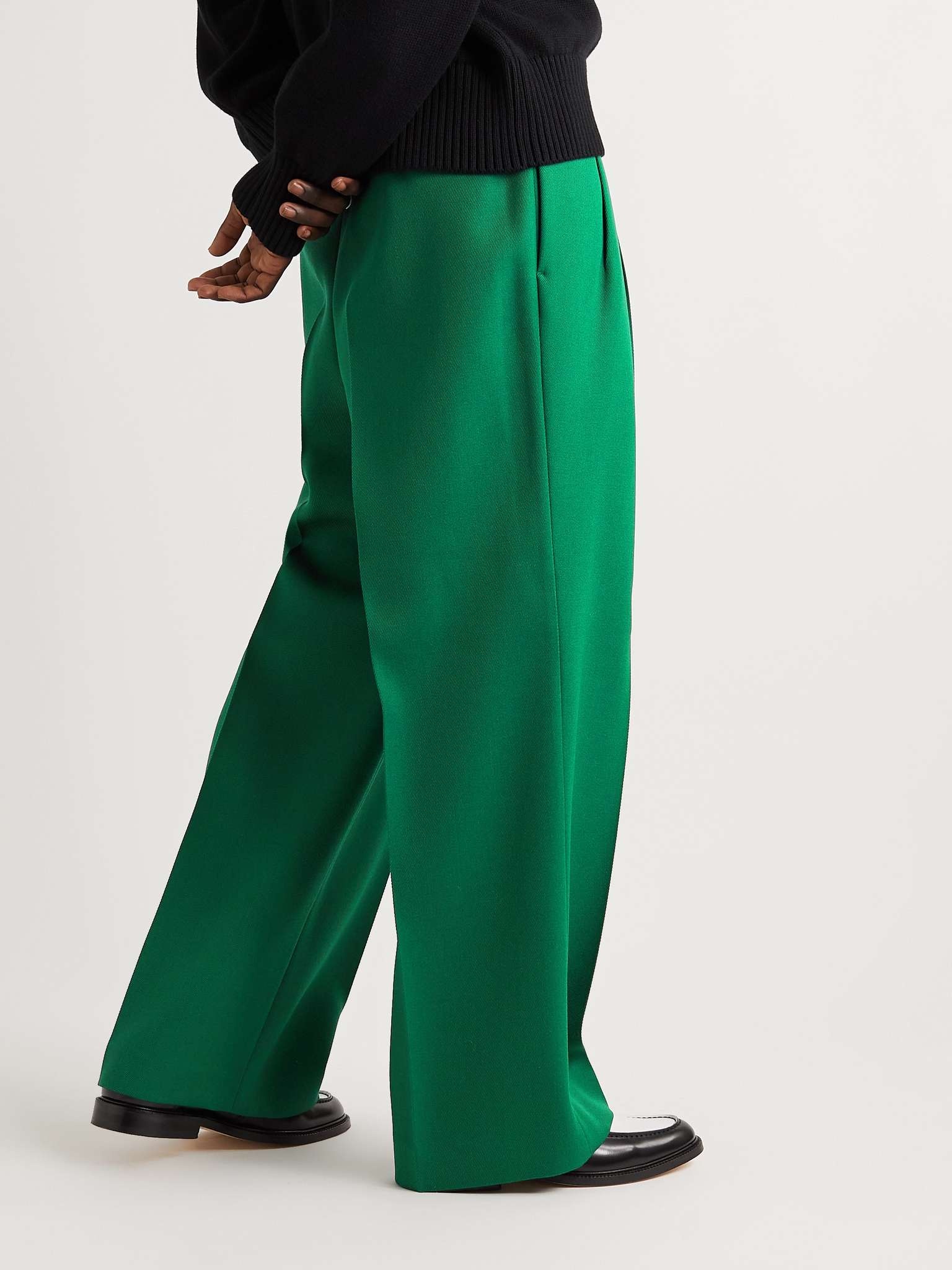 Wide-Leg Pleated Wool-Gabardine Trousers - 9