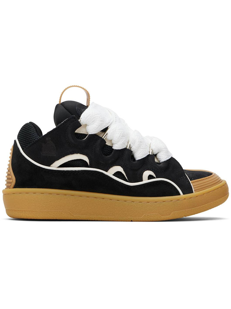 Black & Tan Curb Leather Sneakers 1