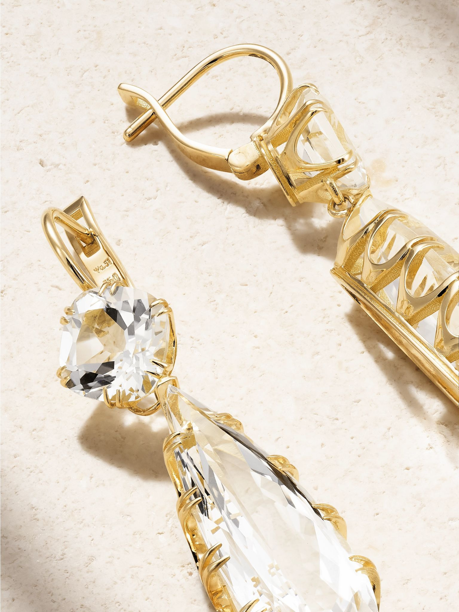 Crown 18-karat gold topaz earrings Gold - 3