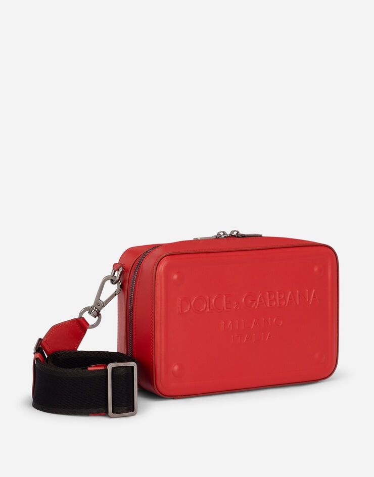 Calfskin crossbody bag with raised logo - 3