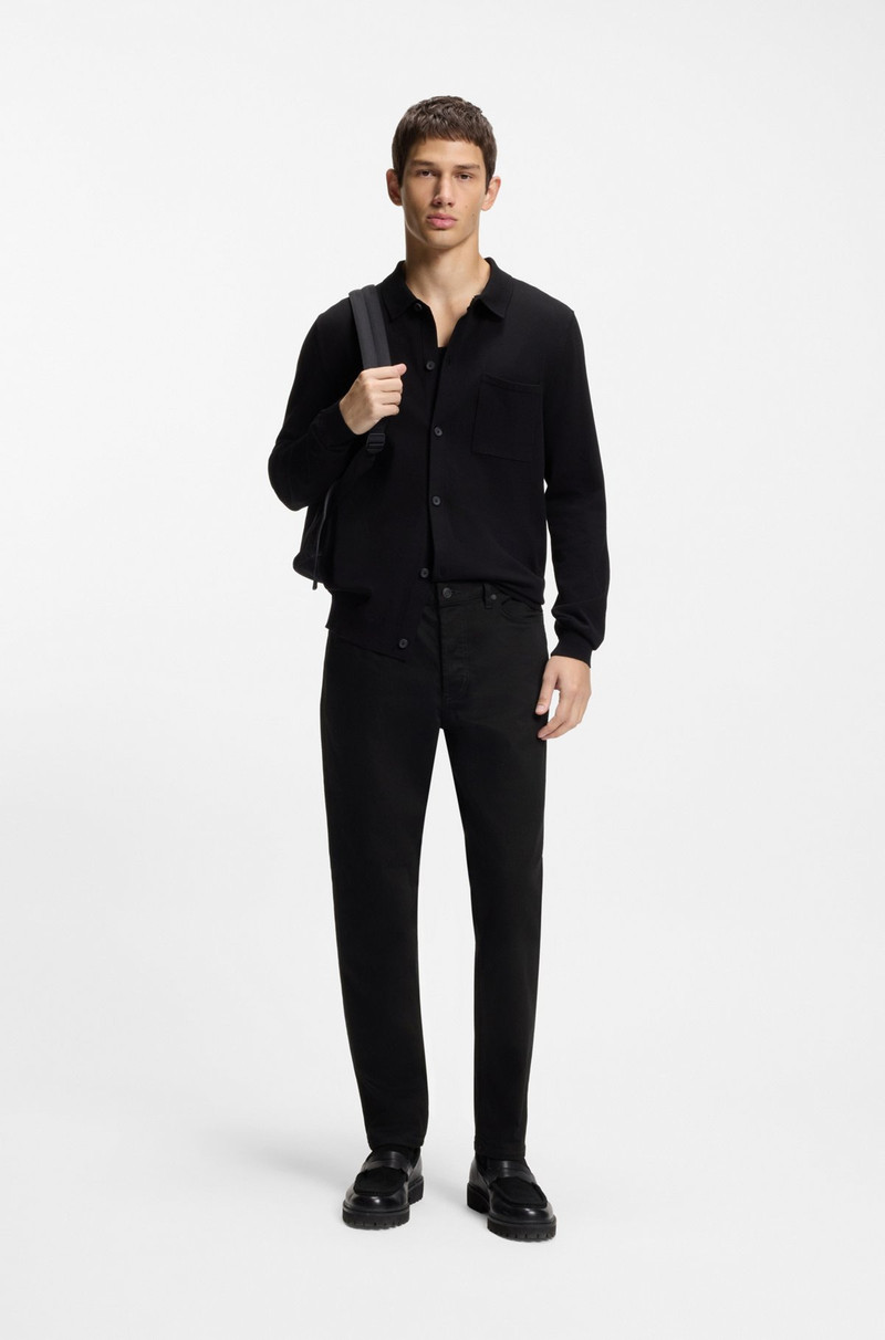 HUGO STAY-BLACK TAPERED-FIT JEANS IN STRETCH DENIM outlook