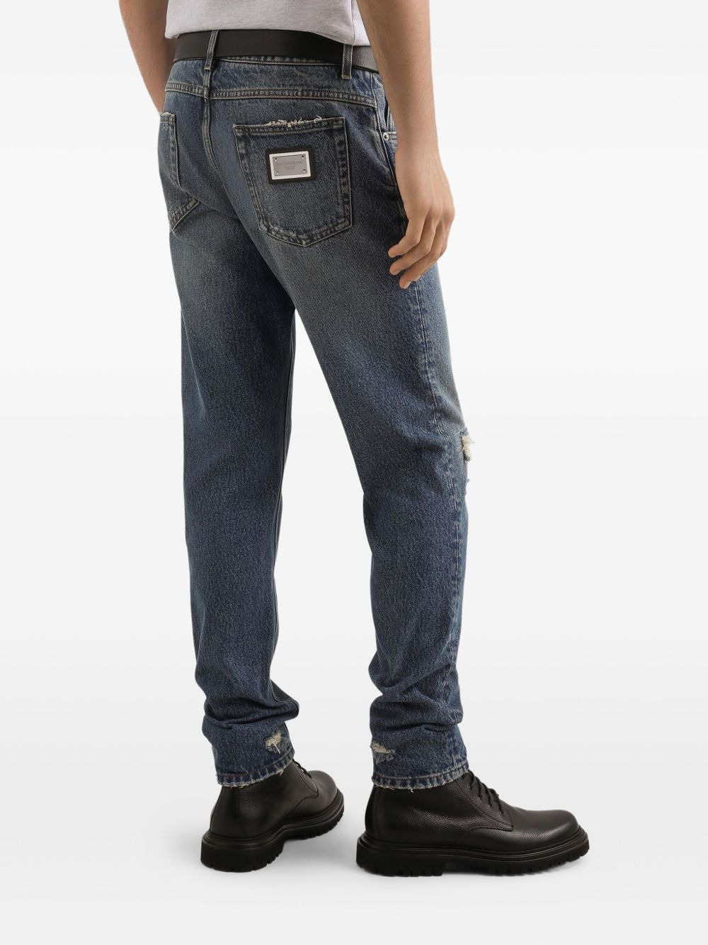 distressed logo-plaque jeans - 4