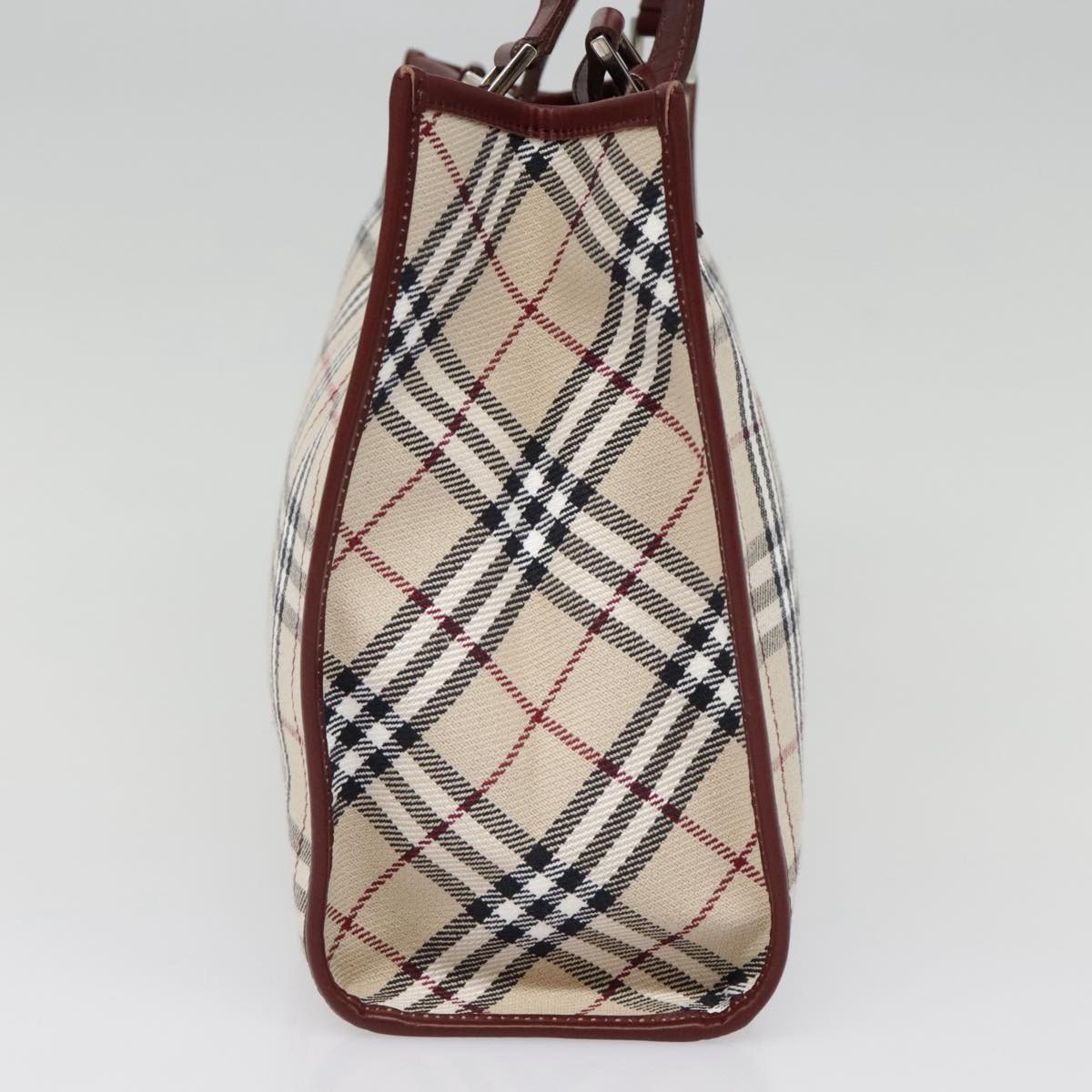 Burberry Nova Check Blue Label Tote Bag Canvas Beige Red Brown Silver - 4