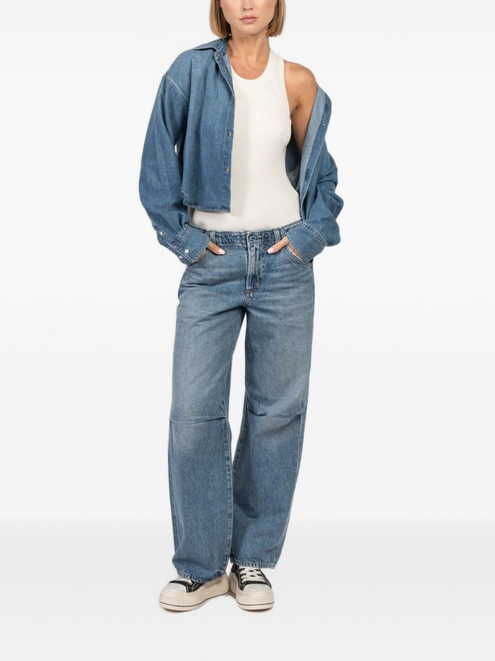 pleated-knee jeans - 2